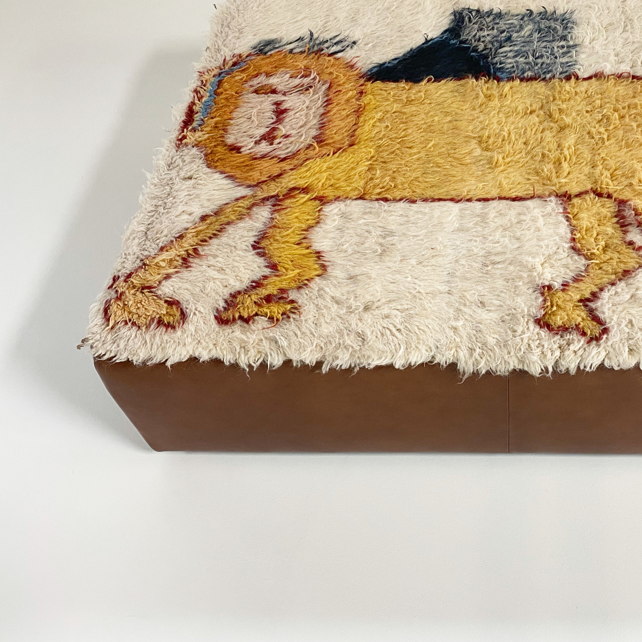 One-of-a-Kind Ottoman with Vintage Qashqai Gabbeh Rug from Iran