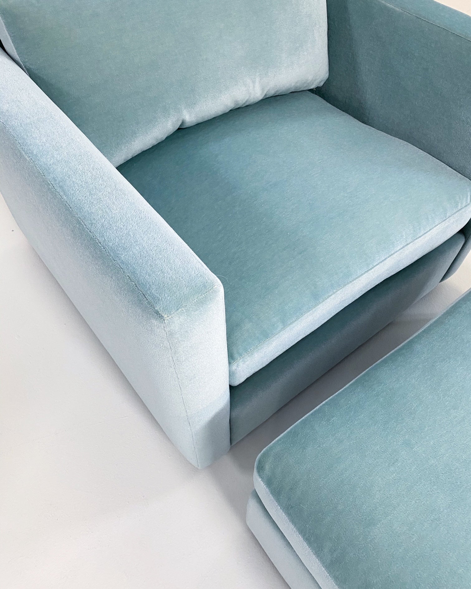 Club Chair & Ottoman in Pierre Frey Mohair Velvet
