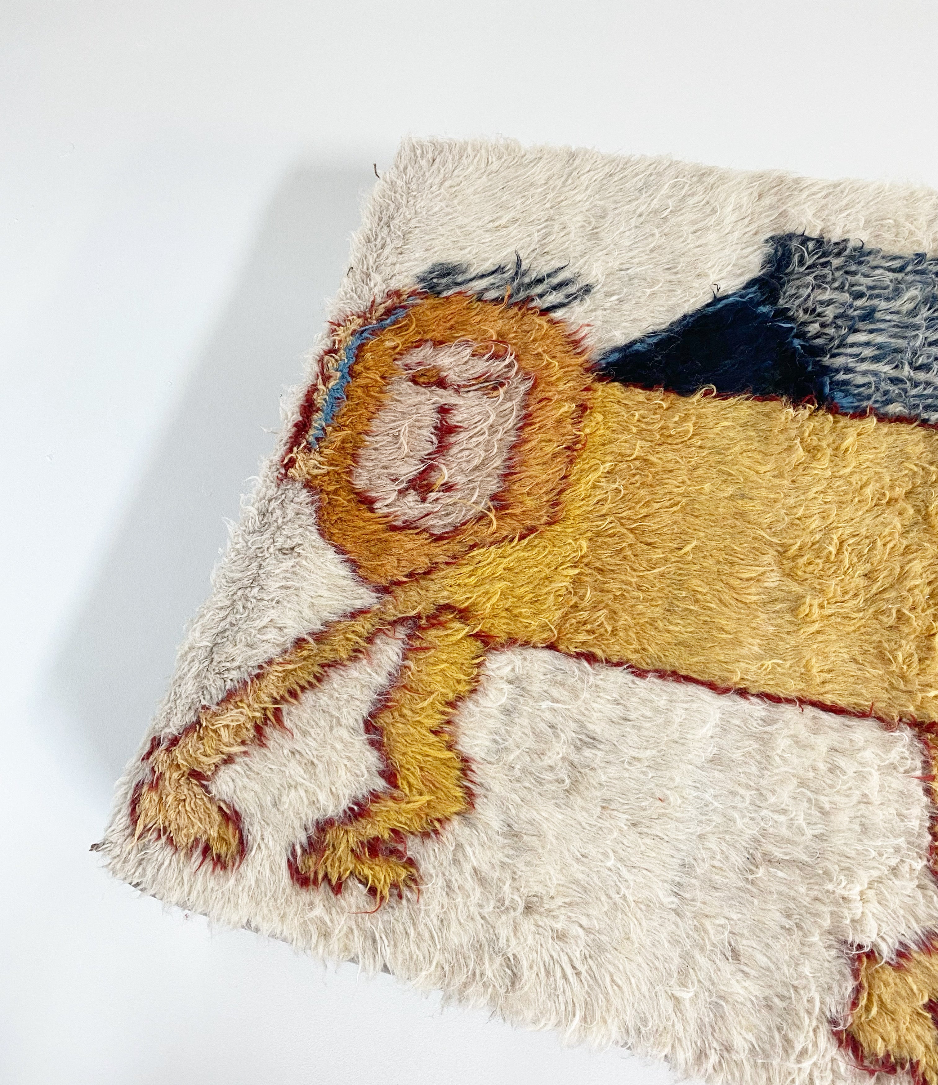 One-of-a-Kind Ottoman with Vintage Qashqai Gabbeh Rug from Iran