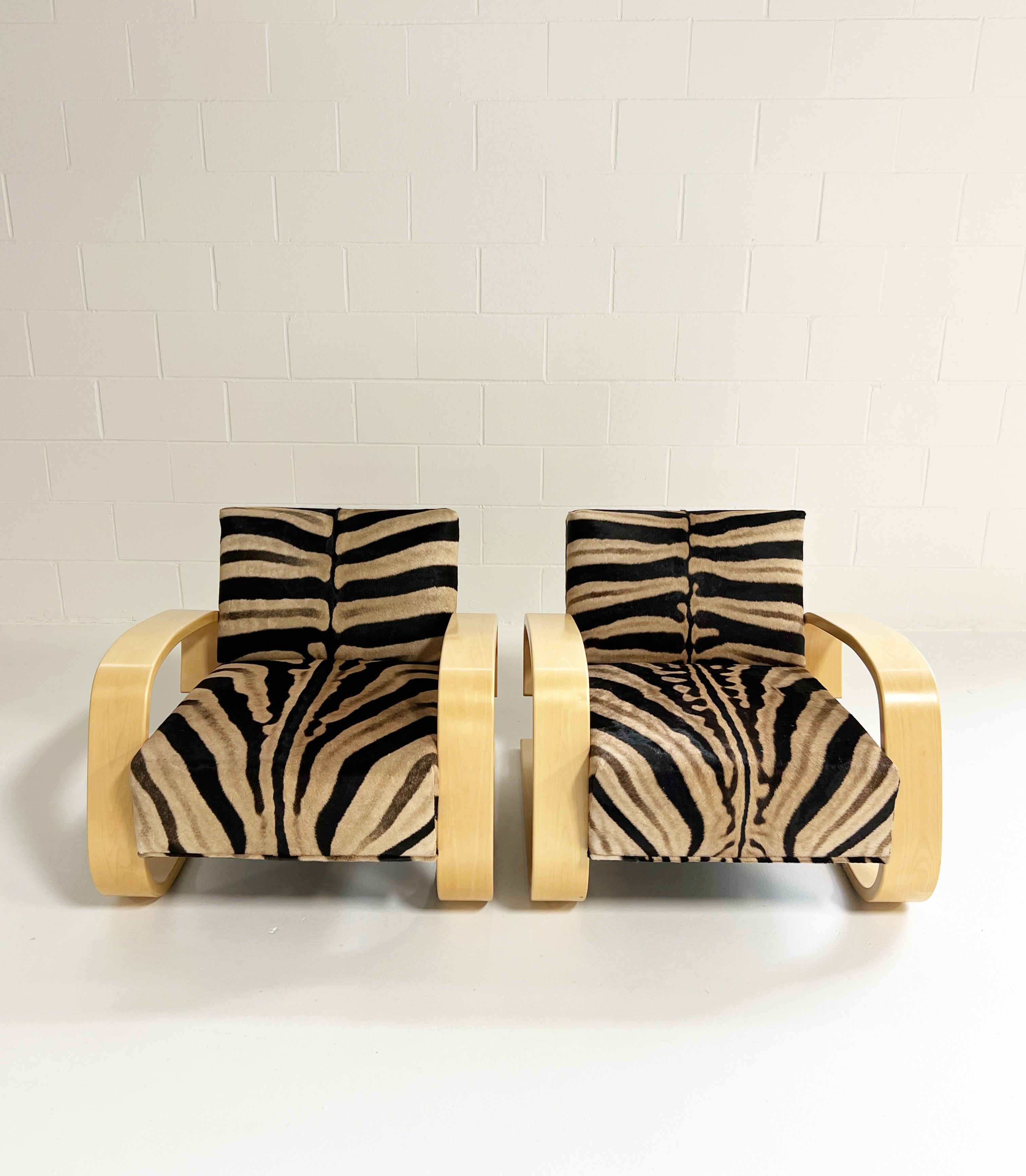 Model 400 "Tank" Lounge Chairs in Zebra, Pair