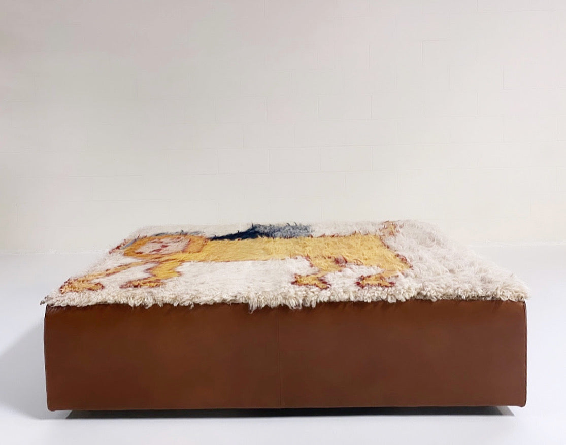 One-of-a-Kind Ottoman with Vintage Qashqai Gabbeh Rug from Iran