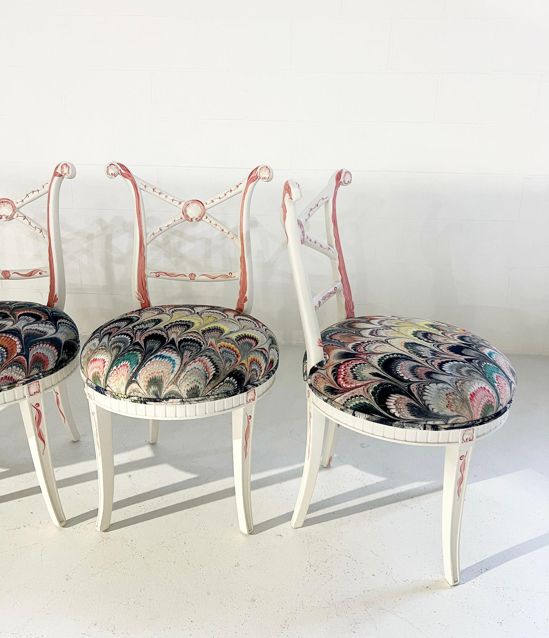One-of-a-Kind, Hand-Painted 'Sea Monsters' Chairs, Set of 4