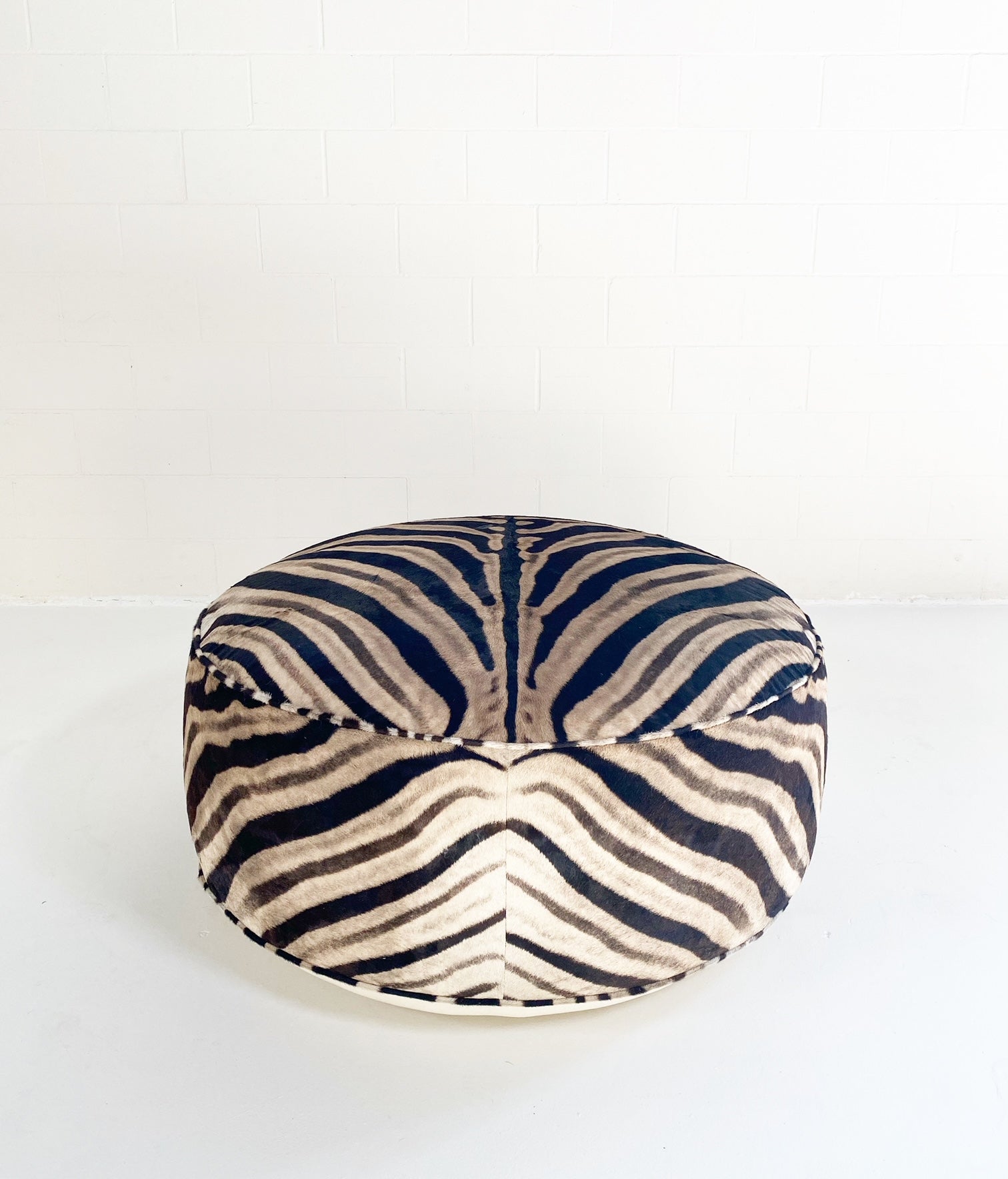 The Forsyth Cloud Ottoman in Zebra Hide