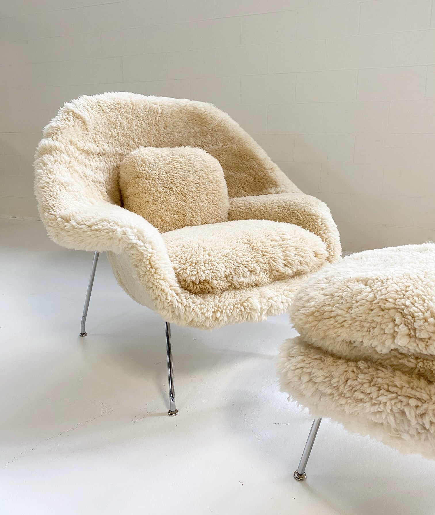 Bespoke Womb Chair and Ottoman in California Sheepskin - FORSYTH