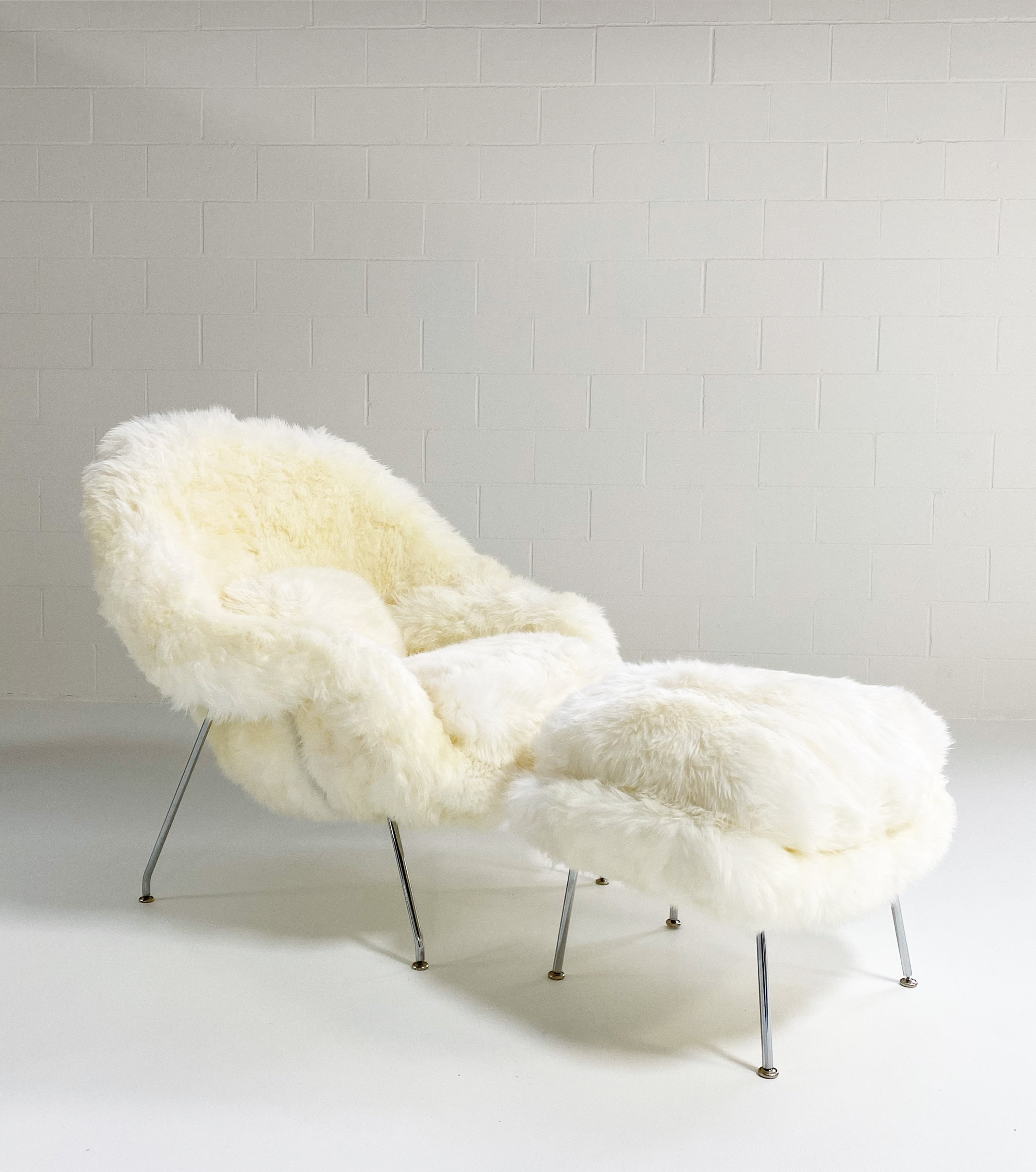 Bespoke Womb Chair and Ottoman in New Zealand Sheepskin