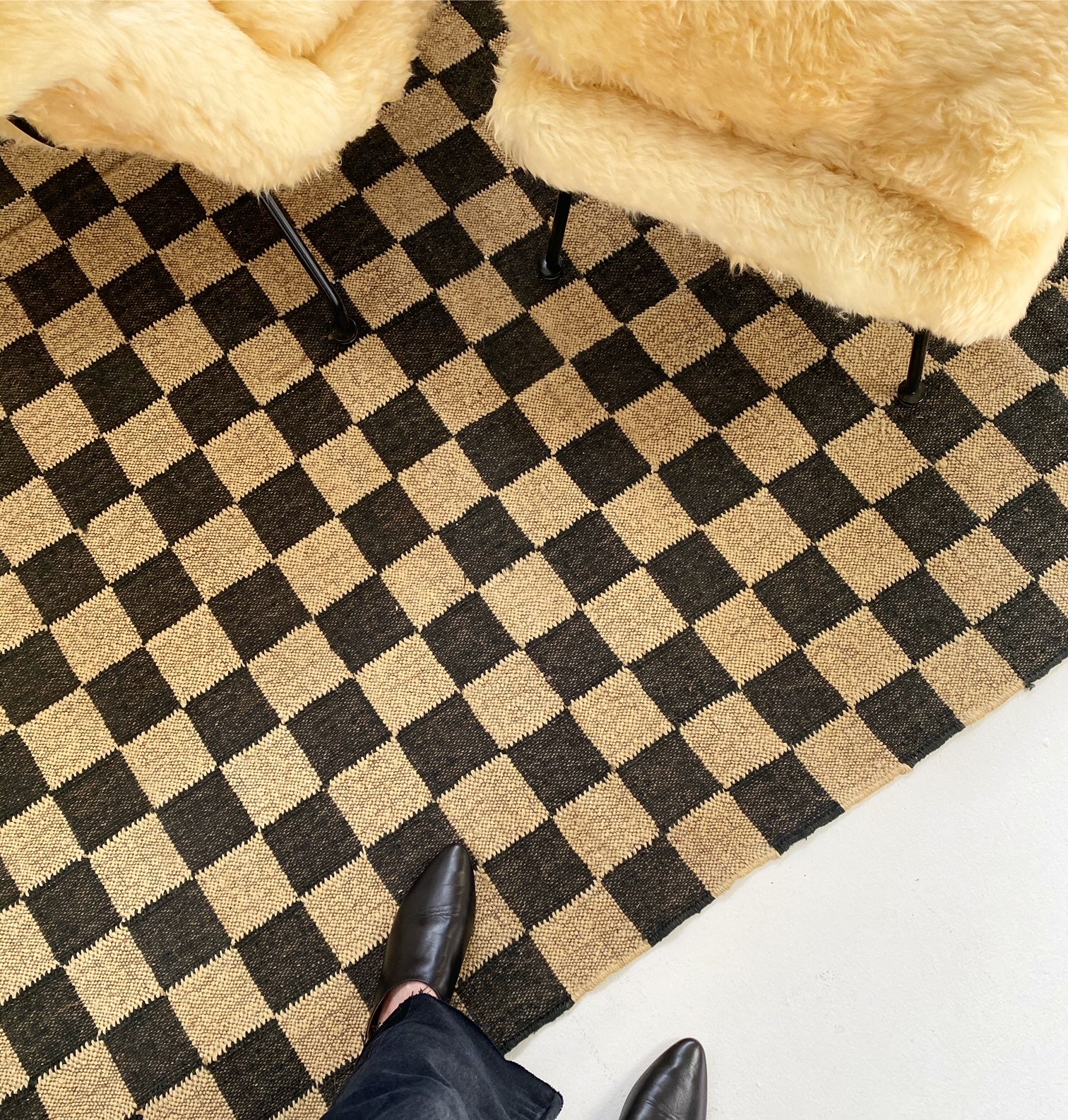 The Checkerboard Rug - Off Black