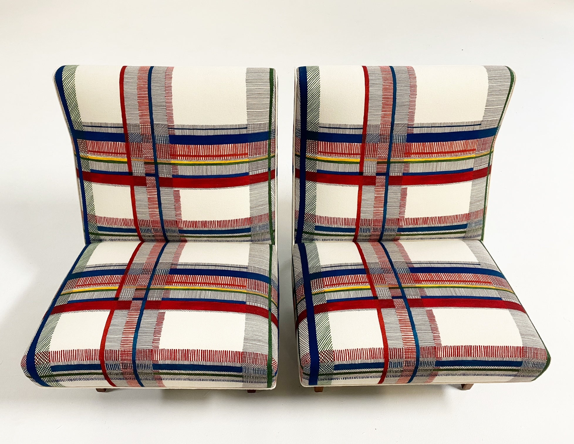 Walnut Slipper Chairs in Hermès Wool, ONE available