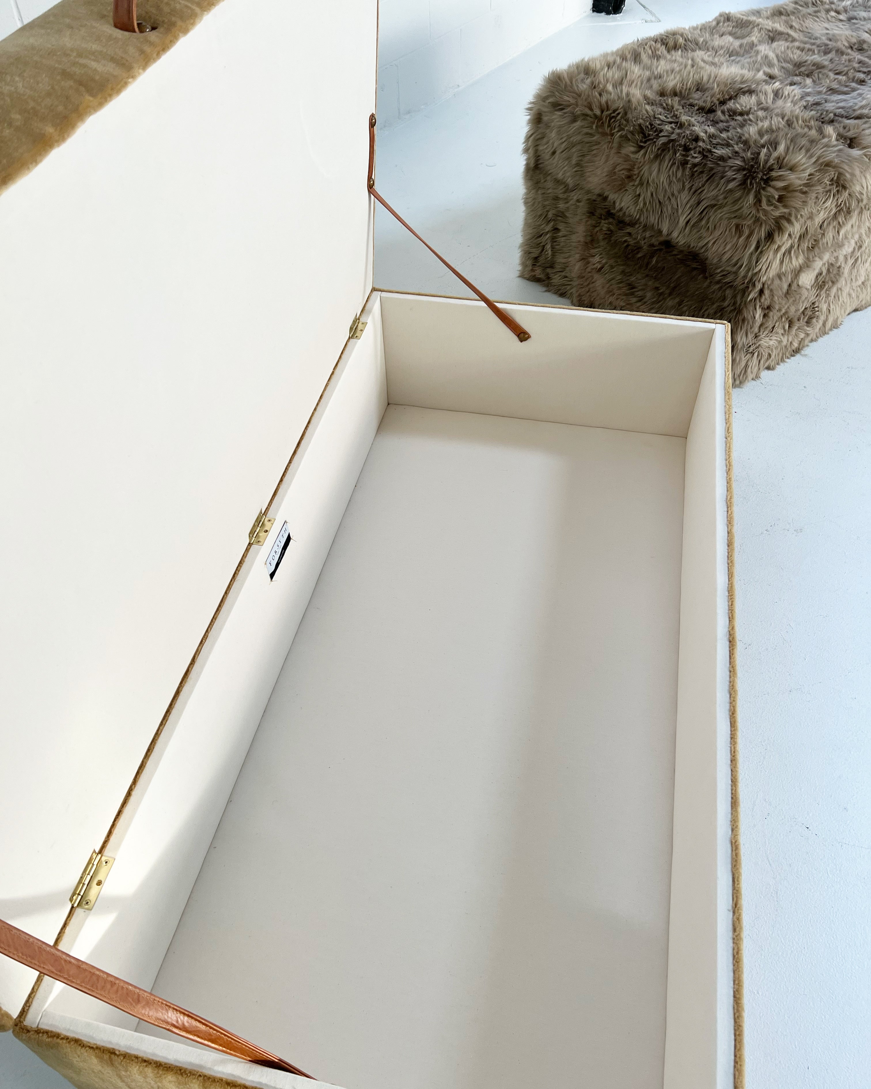 The Forsyth Storage Ottoman in Pierre Frey Teddy Mohair