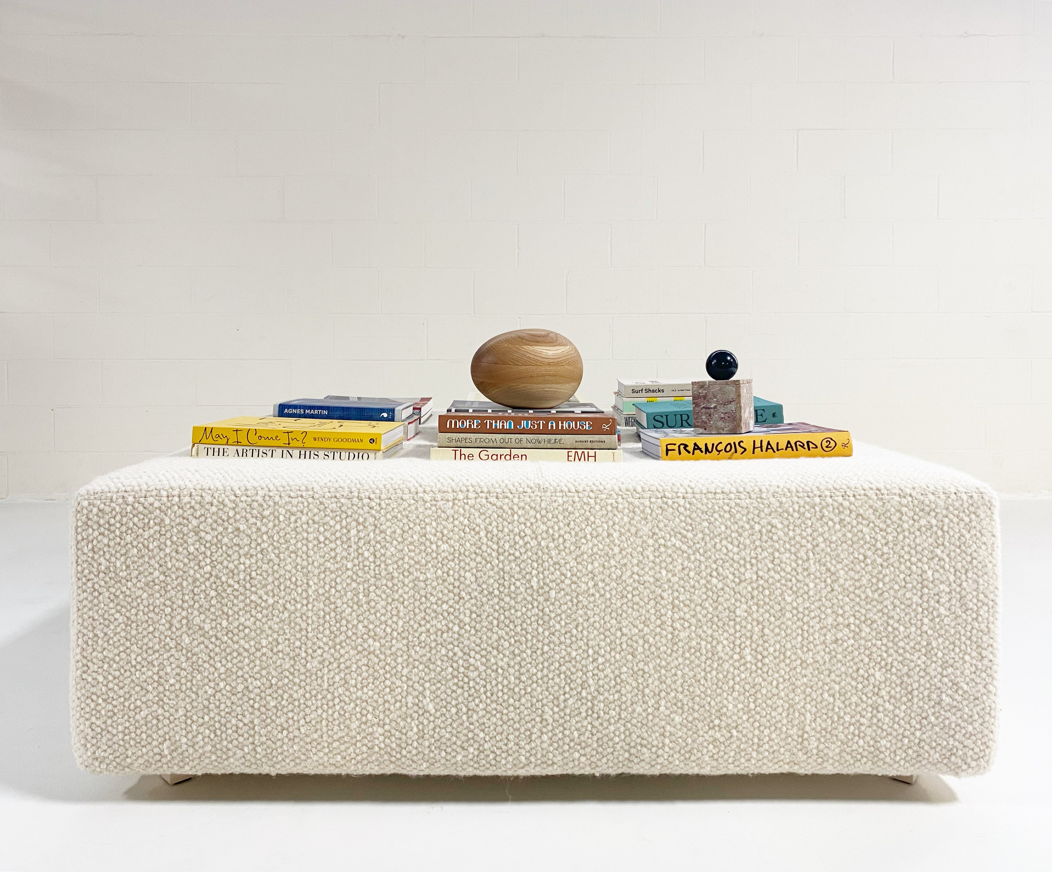 The Forsyth Ottoman in Dedar Boucle, 54 x 54 in