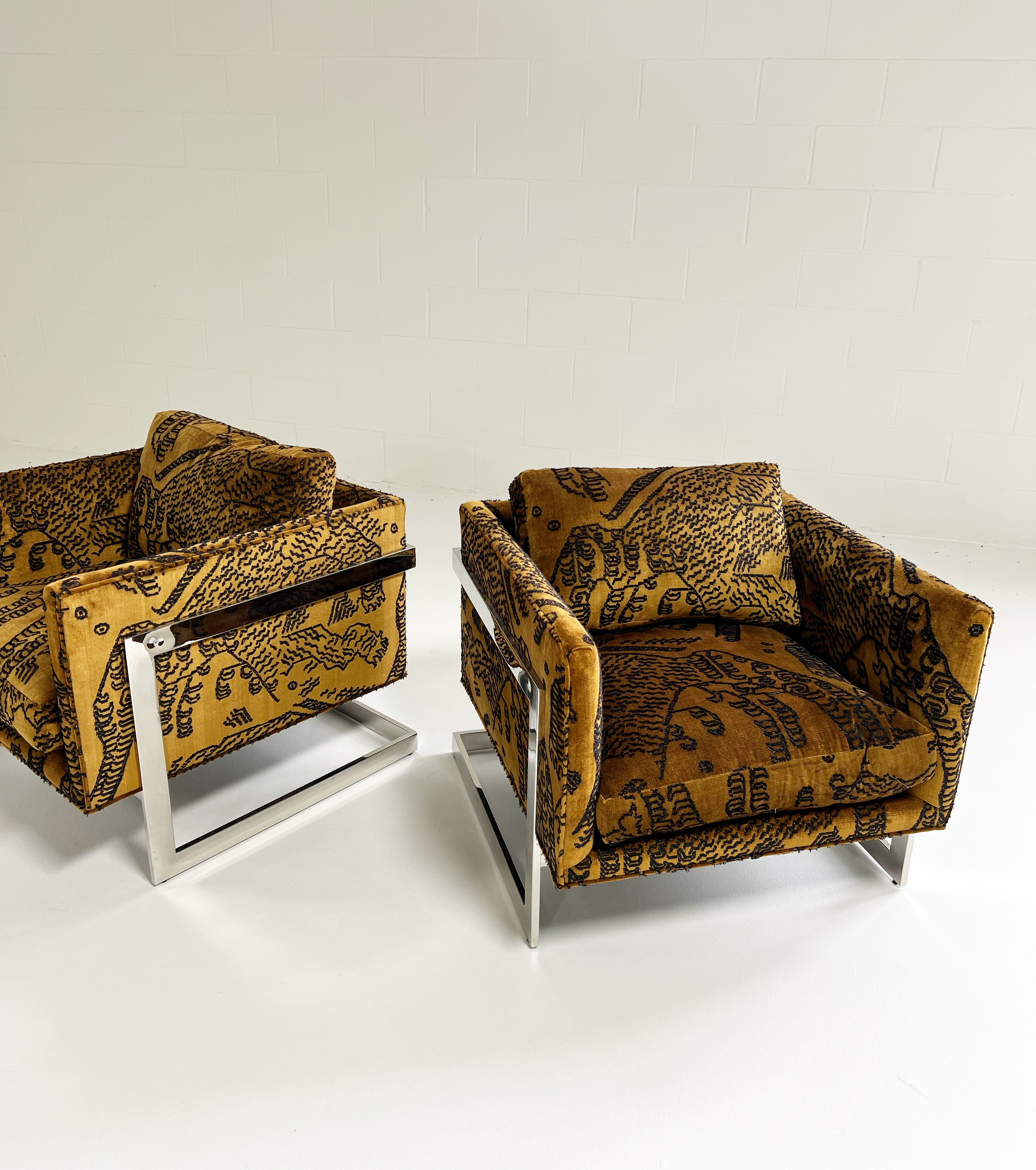 Lounge Chairs in Dedar Tiger Mountain, Pair