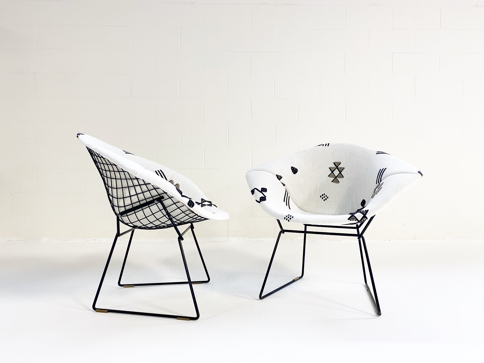 Diamond Chairs in Schumacher Embroidered Linen - FORSYTH