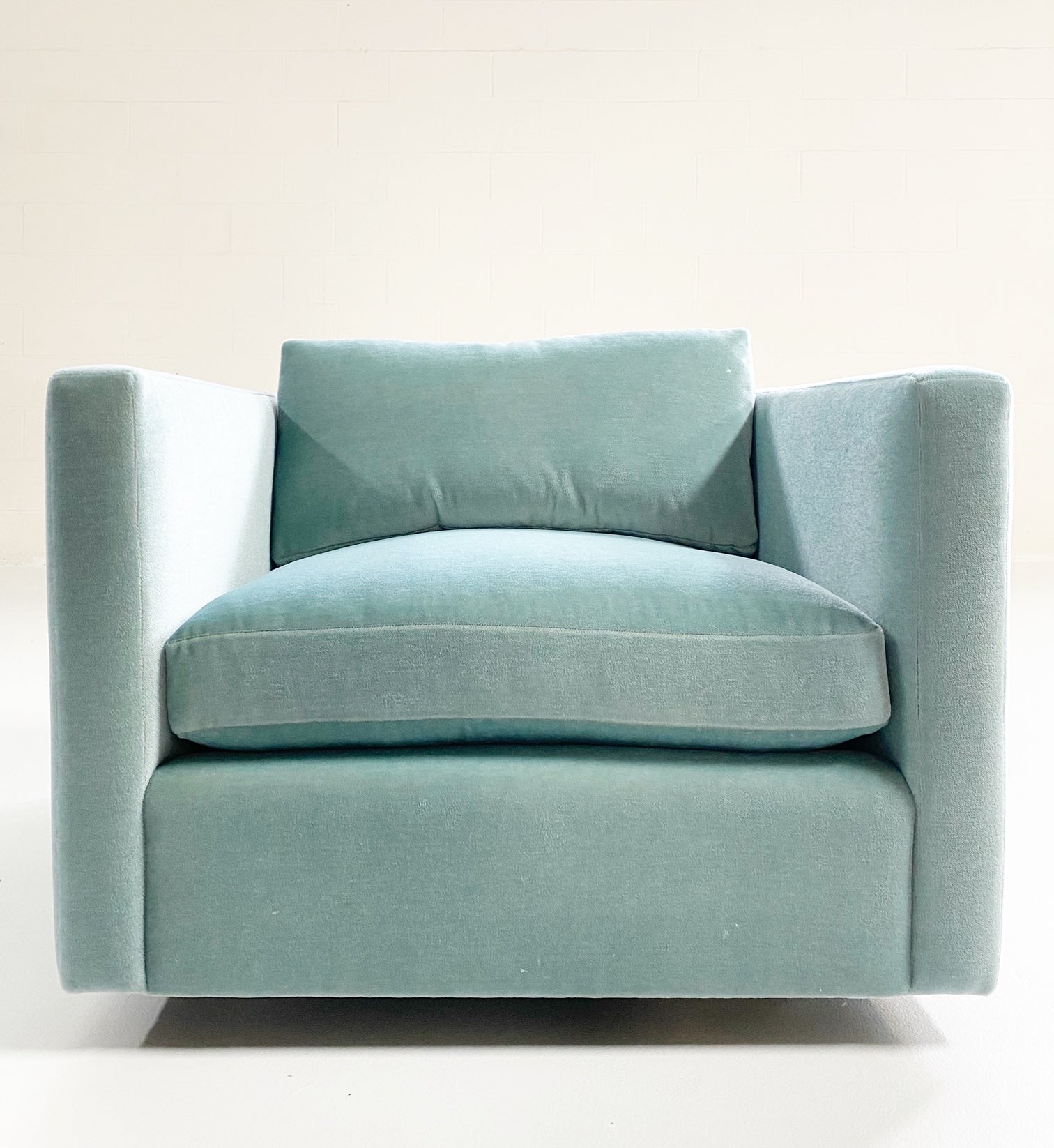 Club Chair & Ottoman in Pierre Frey Mohair Velvet
