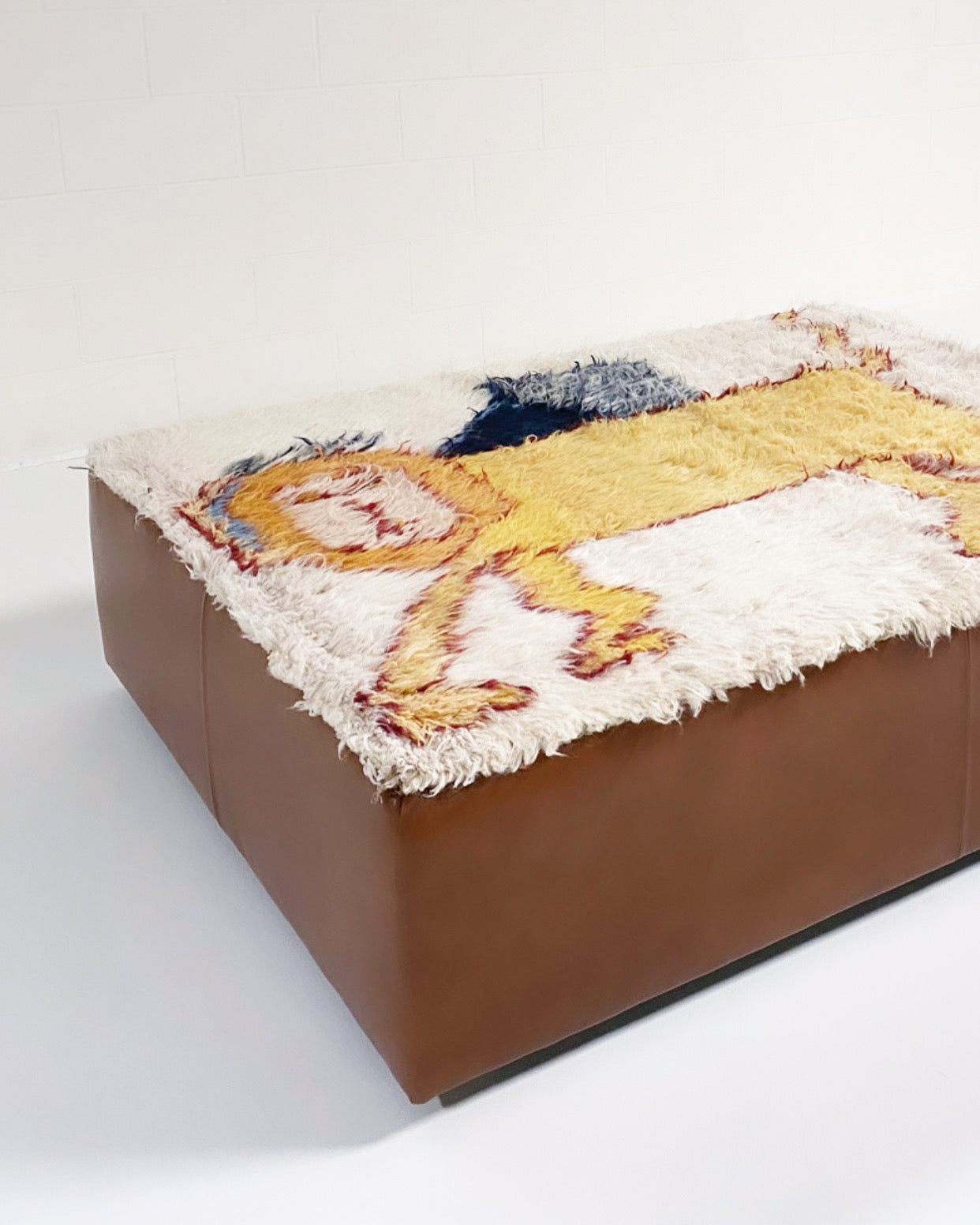 One-of-a-Kind Ottoman with Vintage Qashqai Gabbeh Rug from Iran