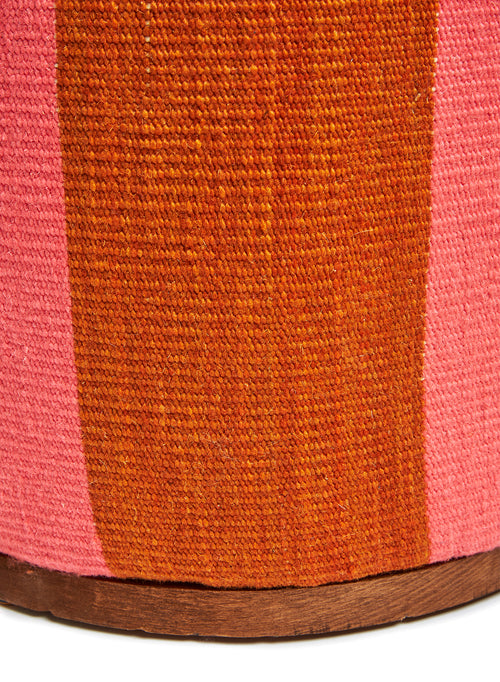 Stripe Wool Pouf Ottoman - Pink