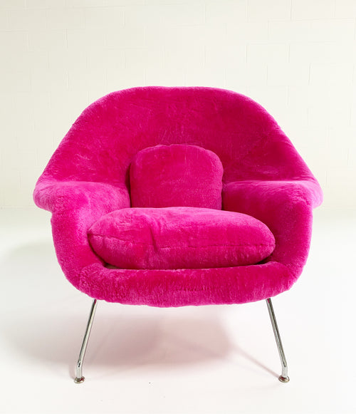 Bespoke Womb Chair and Pouf Ottoman in Patagonia Shearling