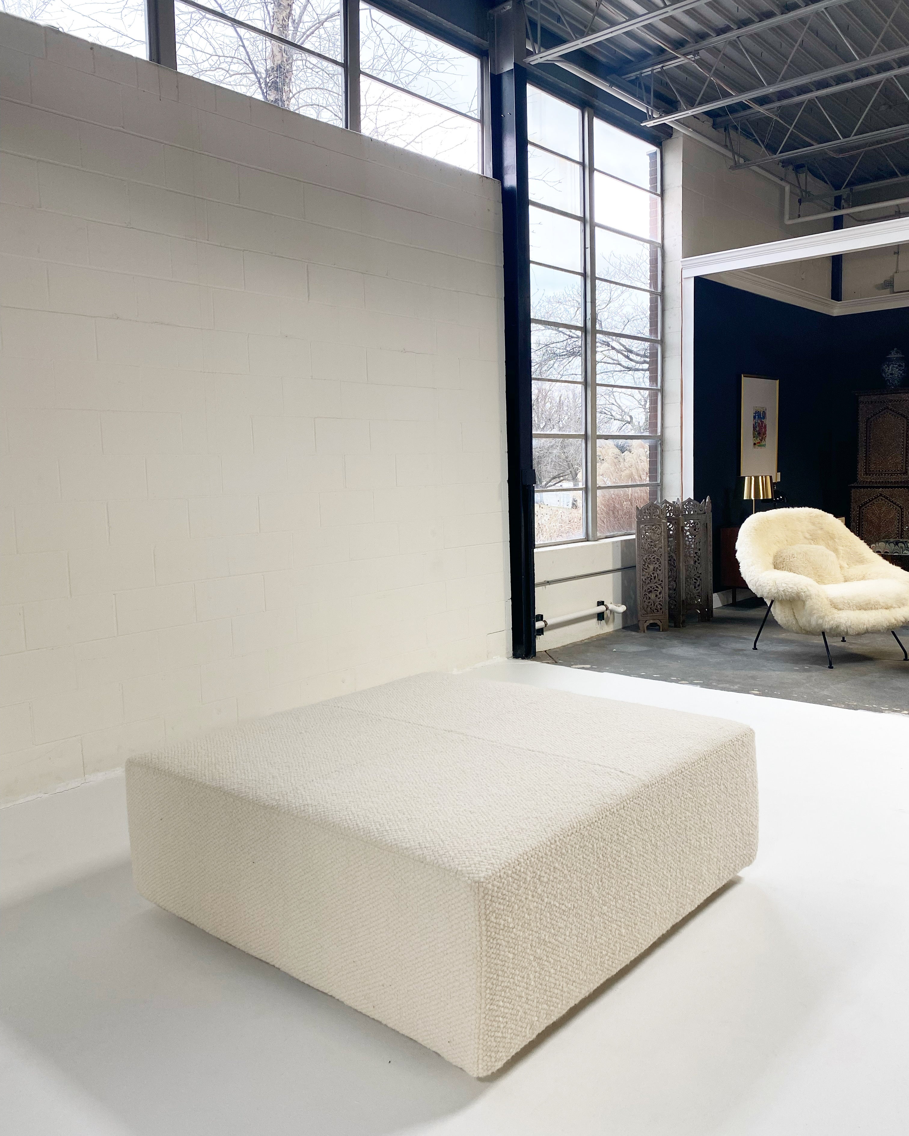The Forsyth Ottoman in Dedar Boucle, 54 x 54 in