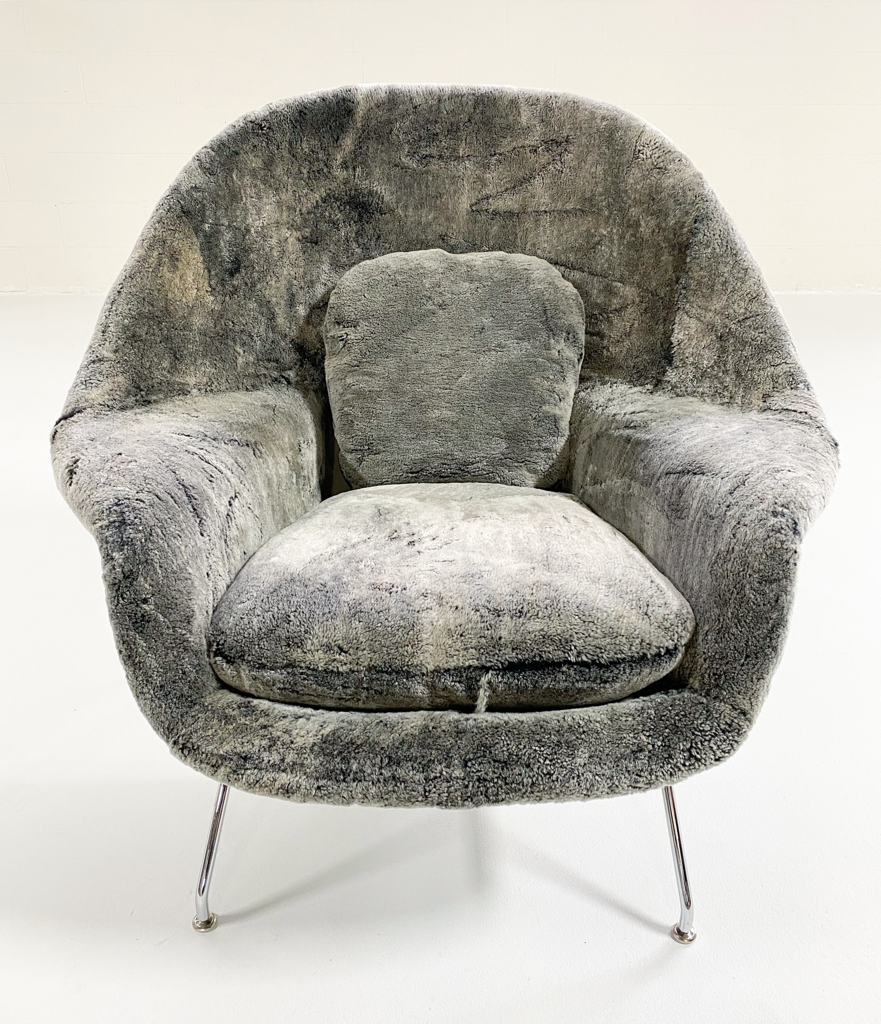 Bespoke Womb Chair and Ottoman in Patagonia Shearling