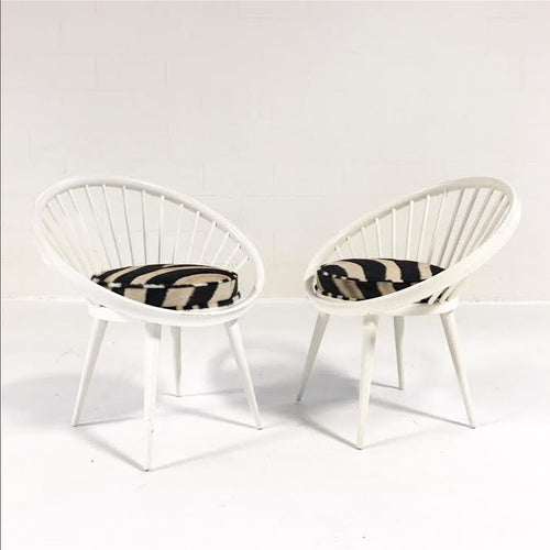 Circle Chairs in Zebra Hide, pair - FORSYTH
