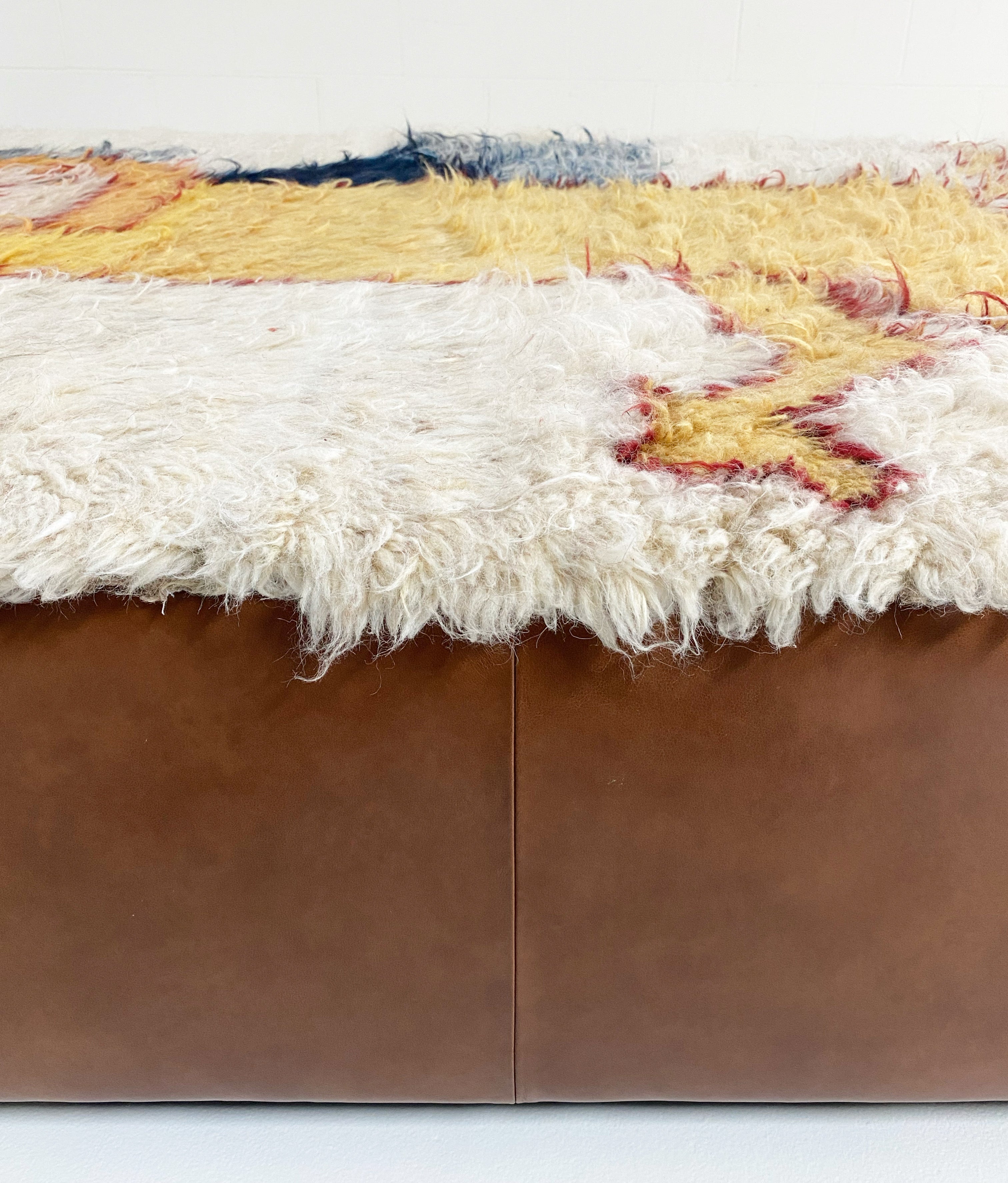 One-of-a-Kind Ottoman with Vintage Qashqai Gabbeh Rug from Iran