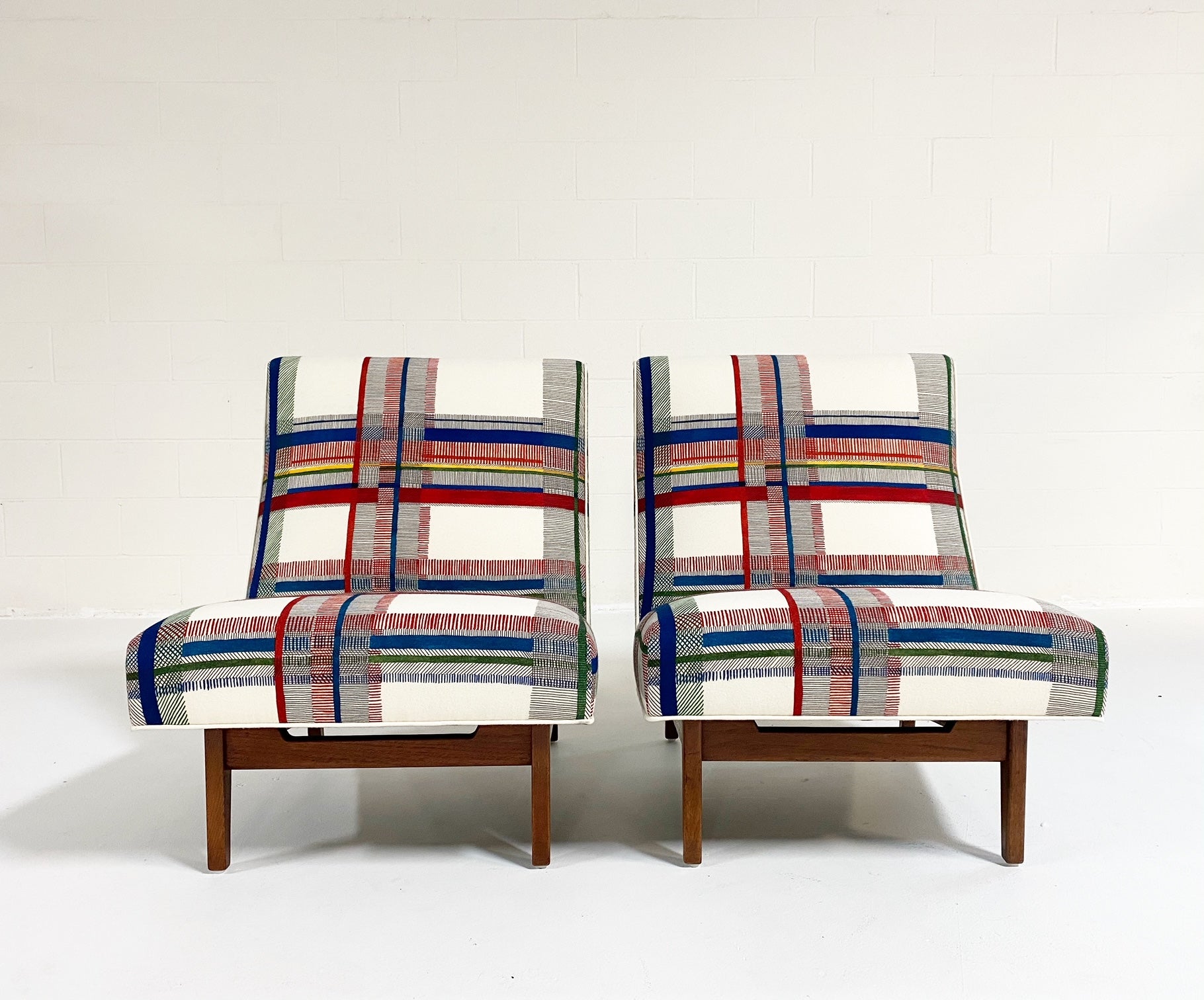 Walnut Slipper Chairs in Hermès Wool, ONE available
