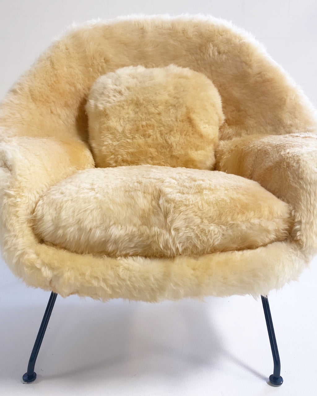 Bespoke Womb Chair and Ottoman in Texas Sheepskin