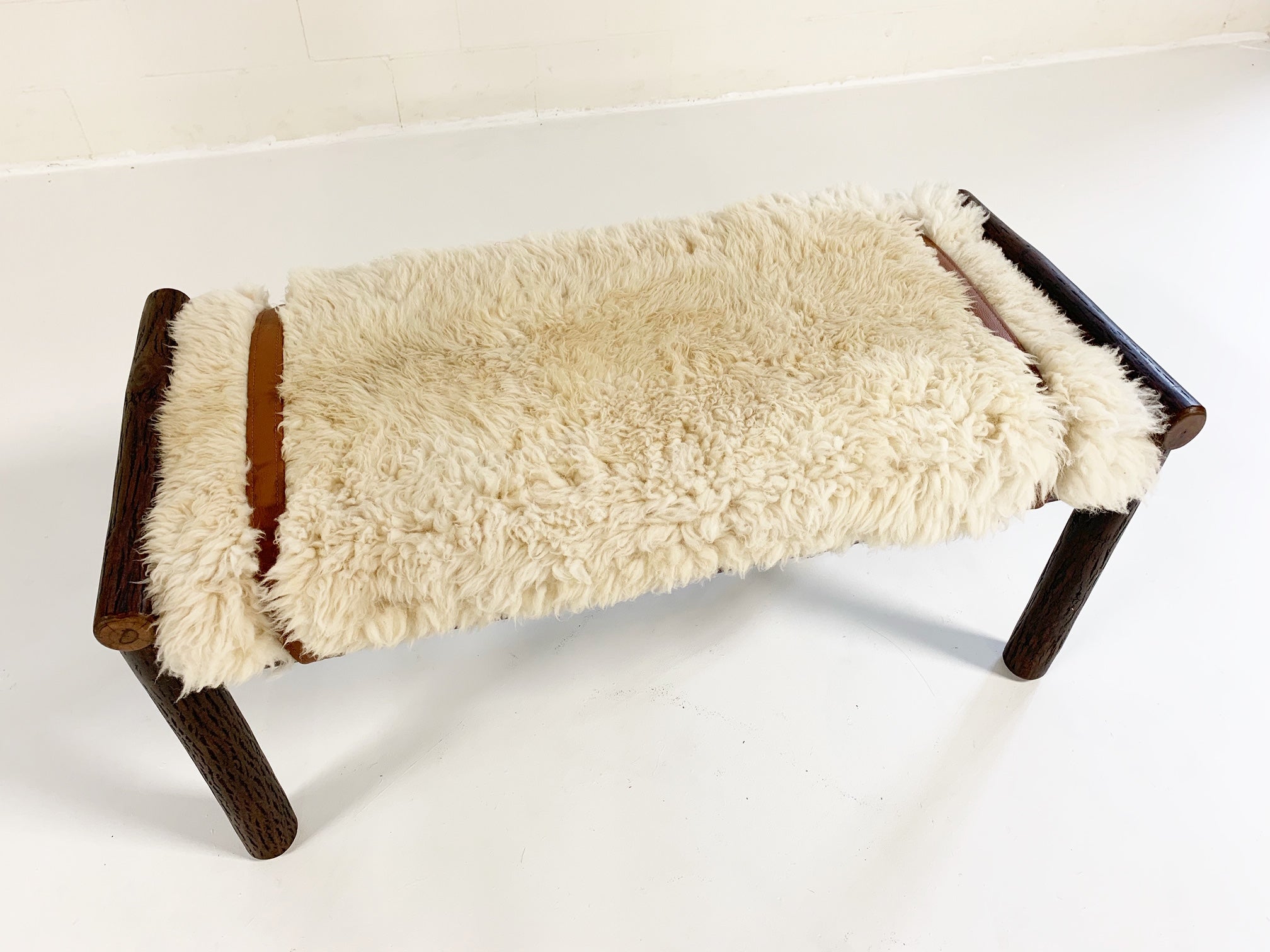 Sheepskin bench top cushion