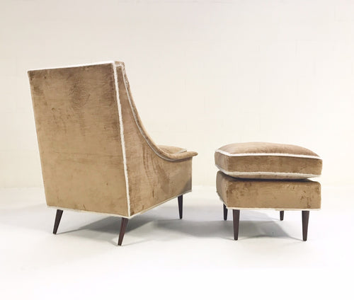 Lounge Chair and Ottoman in Ralph Lauren Linen Velvet - FORSYTH