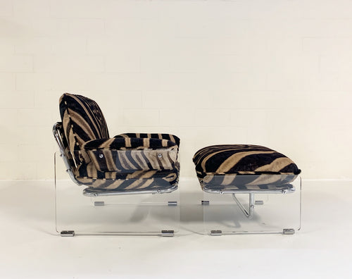 Argenta Lounge Chair and Ottoman in Zebra Hide - FORSYTH