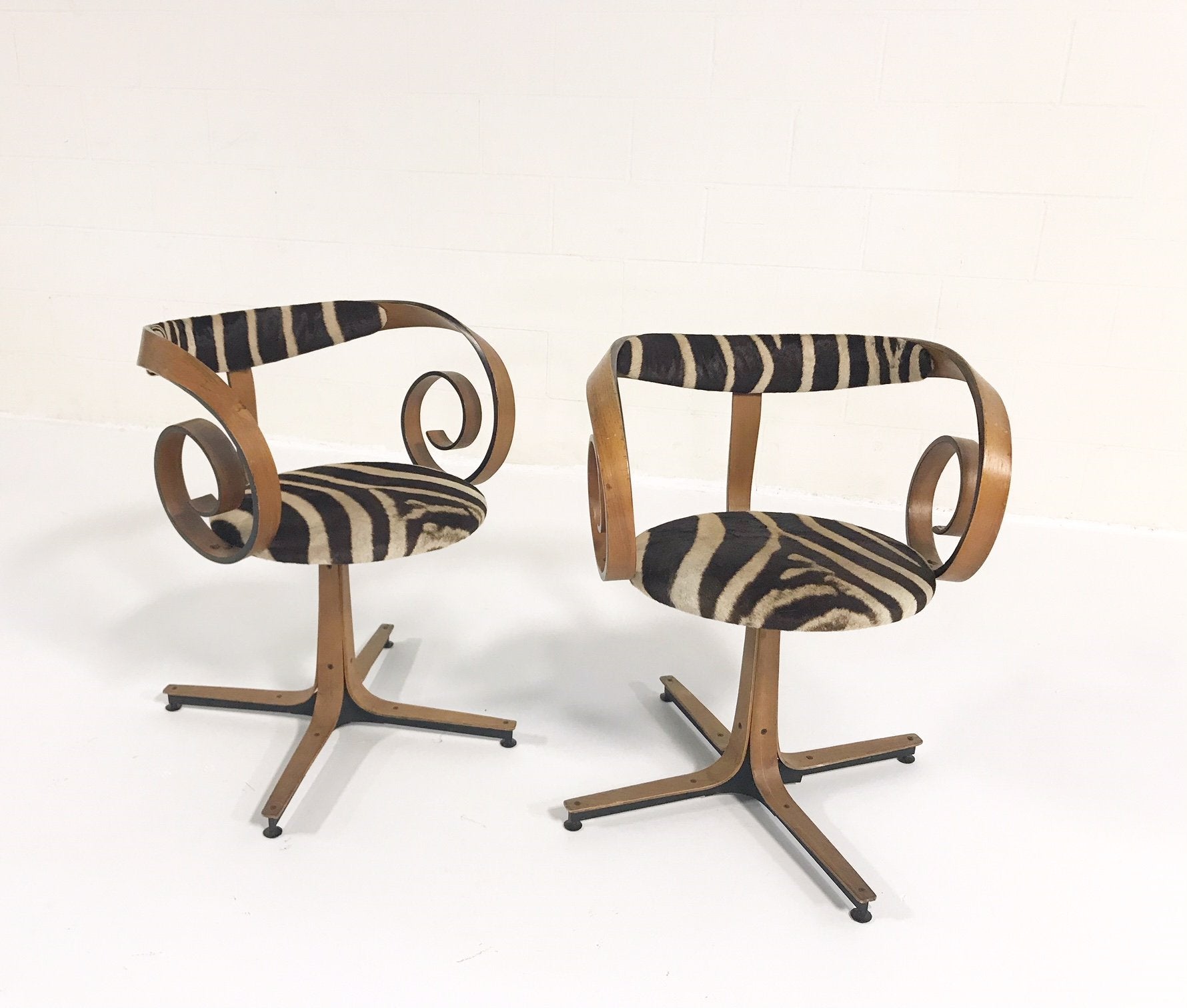 Sultana Chairs in Zebra Hide, pair - FORSYTH