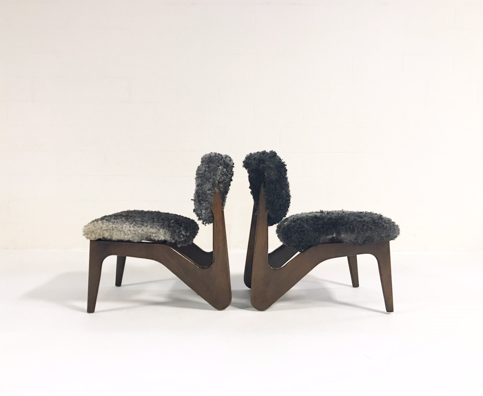 Sculptural Chairs in Gotland Sheepskin, pair - FORSYTH