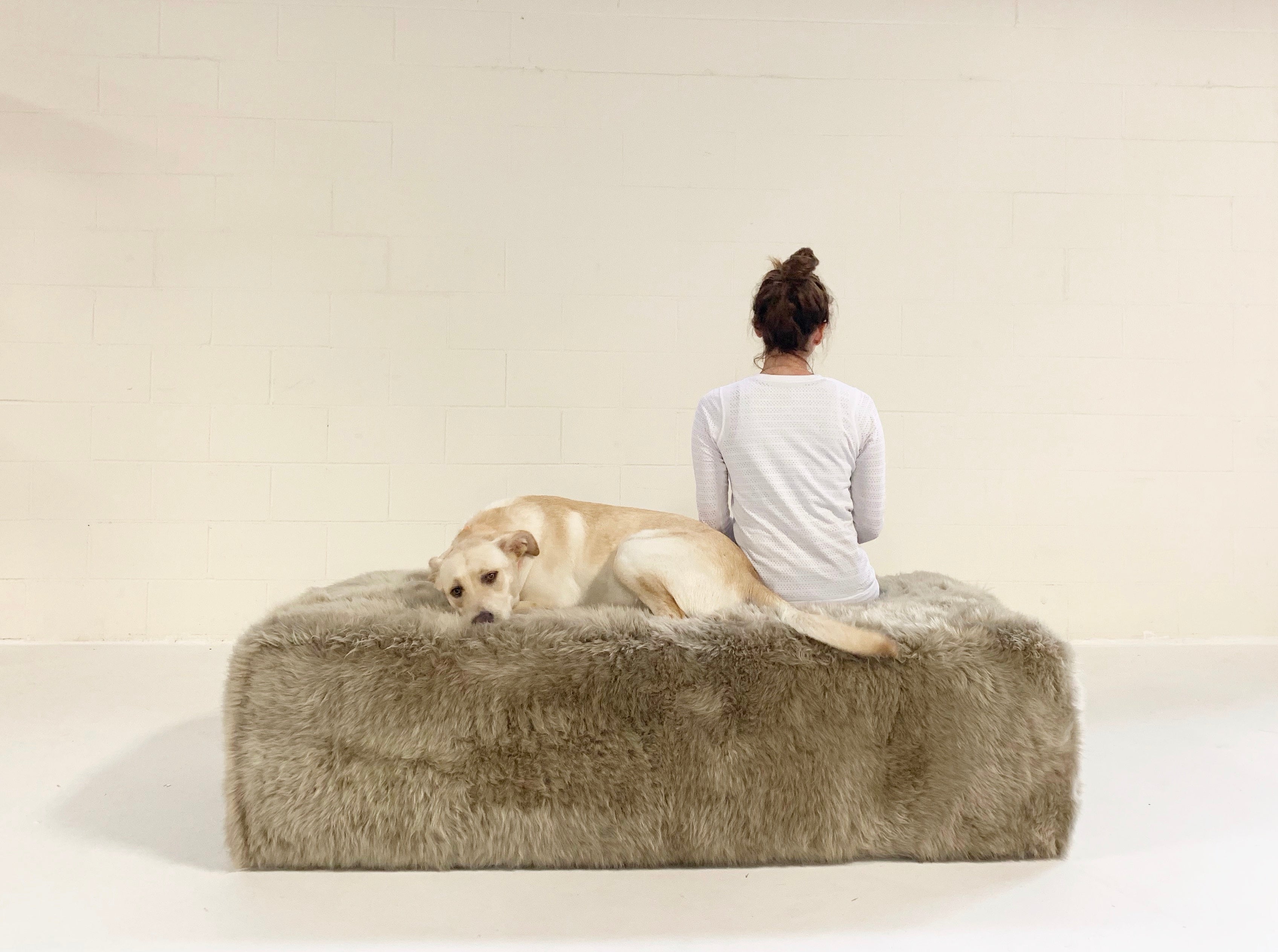 The Forsyth Large Ottoman in Sheepskin - FORSYTH