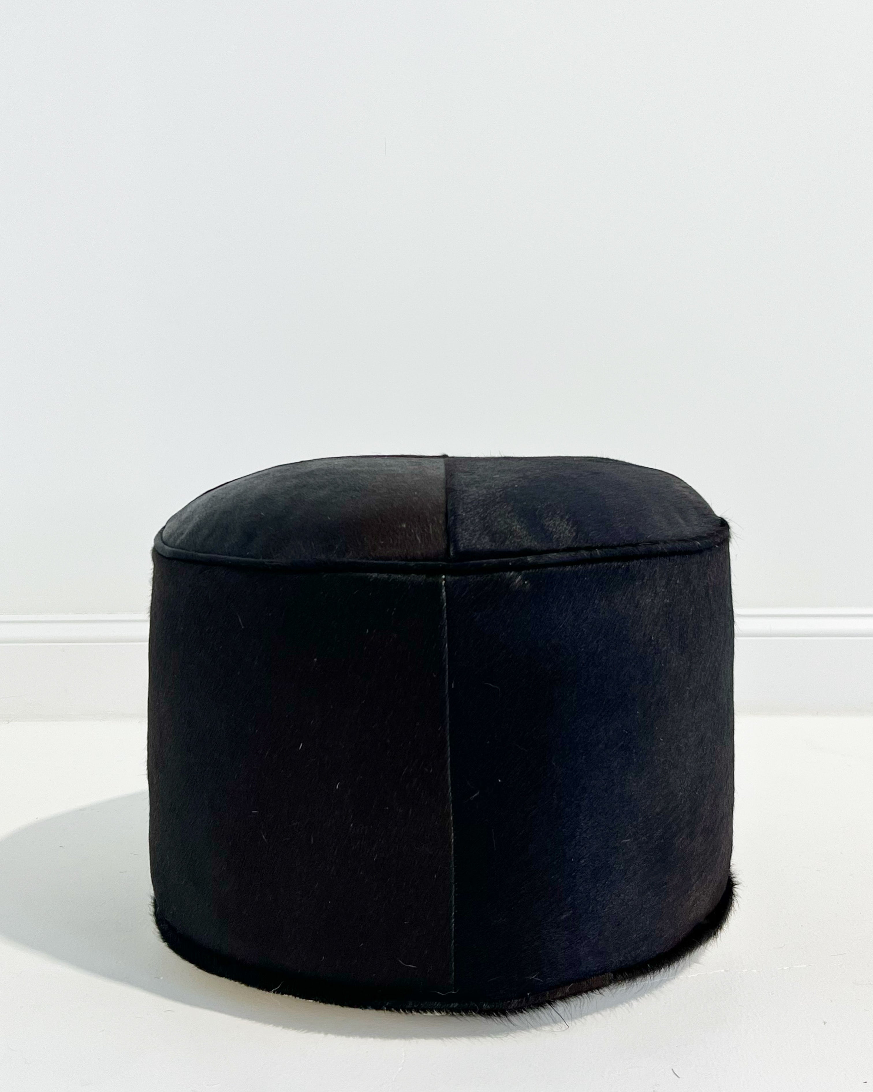 The Forsyth Pouf Ottoman in Black Cowhide 02
