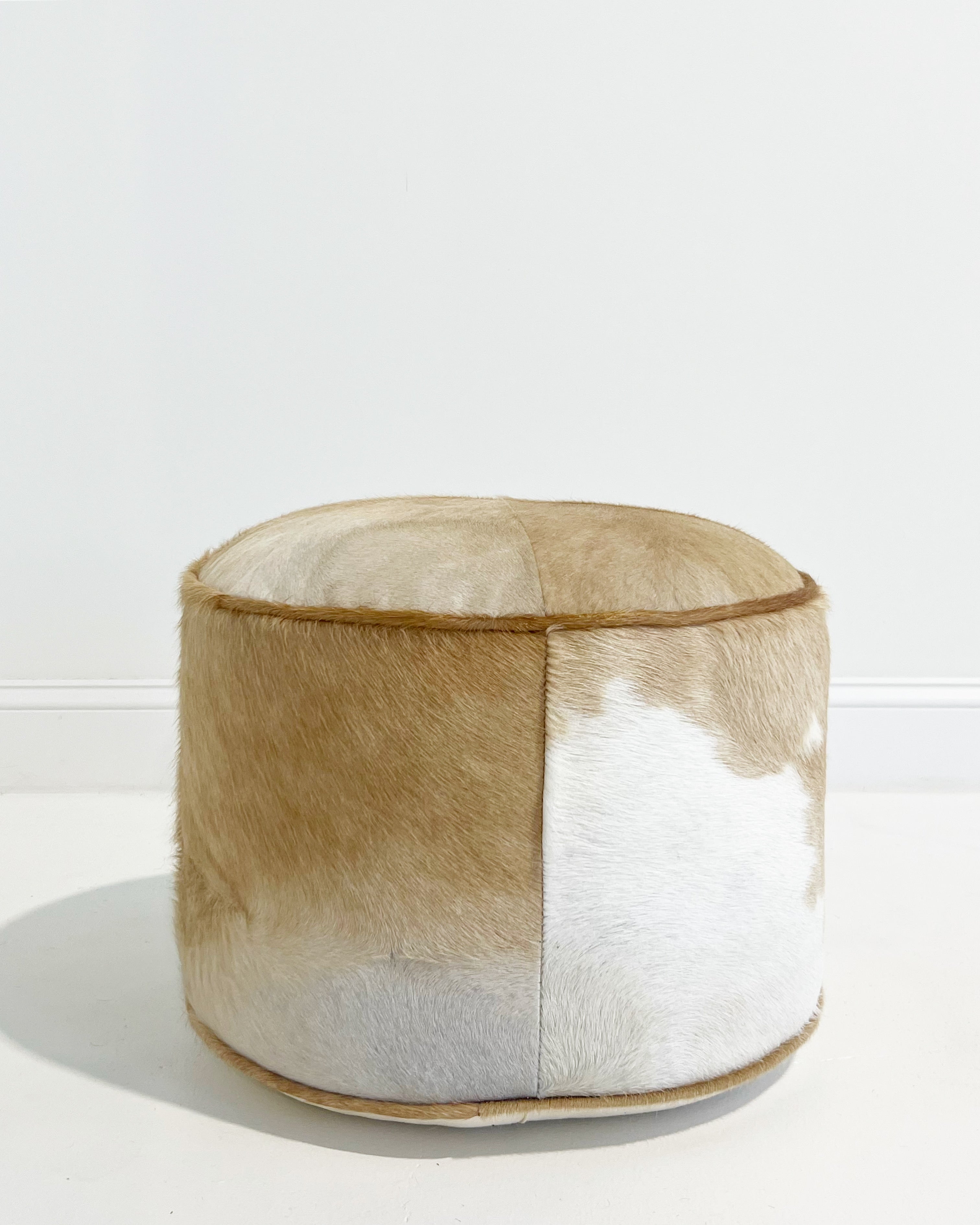 The Forsyth Pouf Ottoman in Palomino Cowhide 03