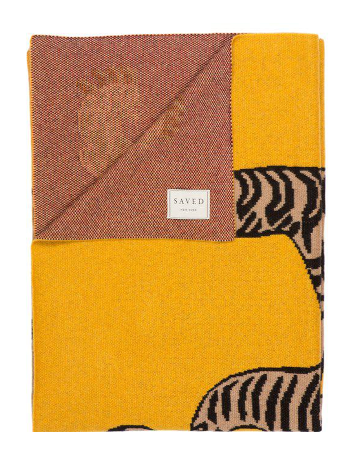 Tiger Cashmere Blanket - Mustard