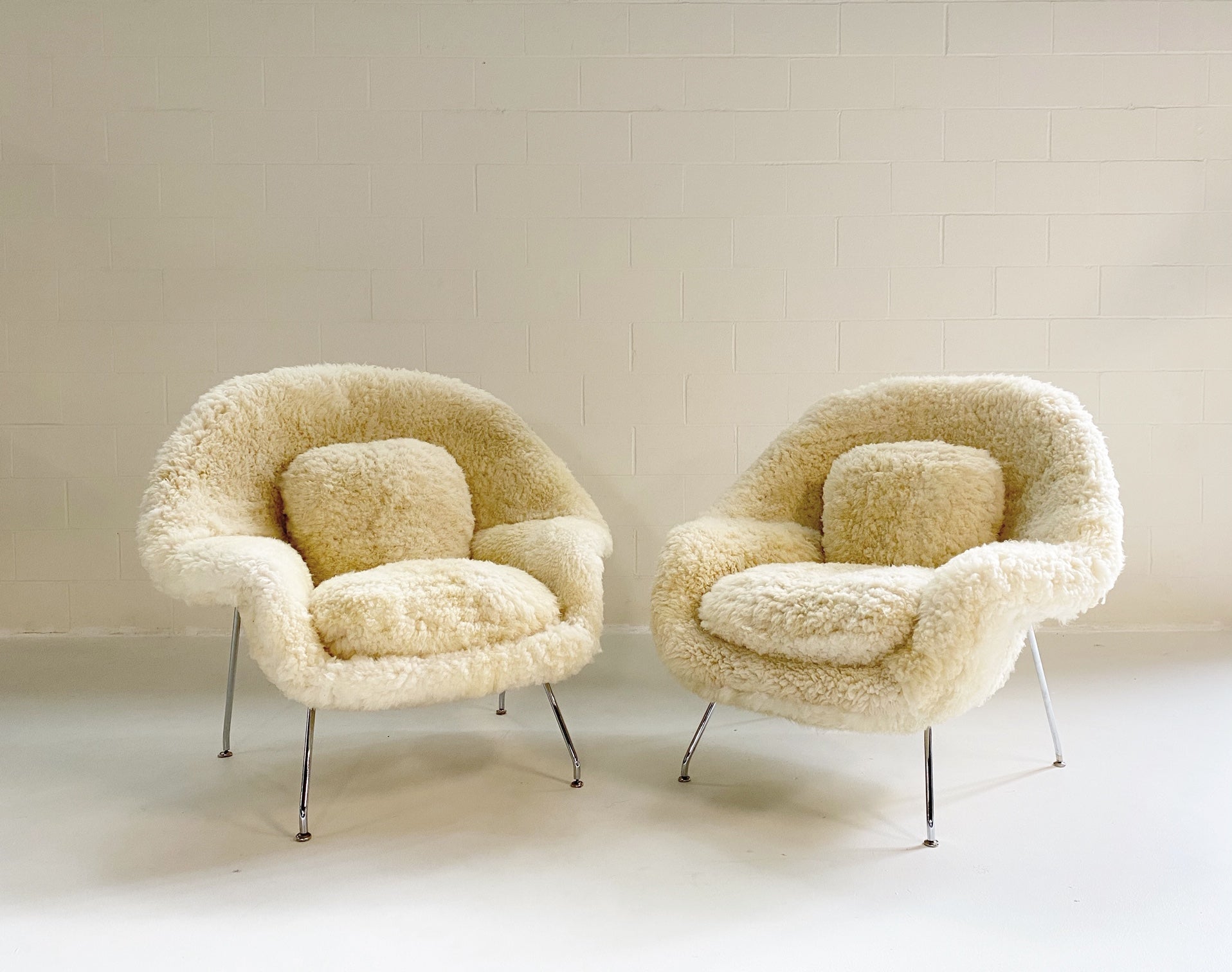 Bespoke Womb Chair and Ottoman in California Sheepskin