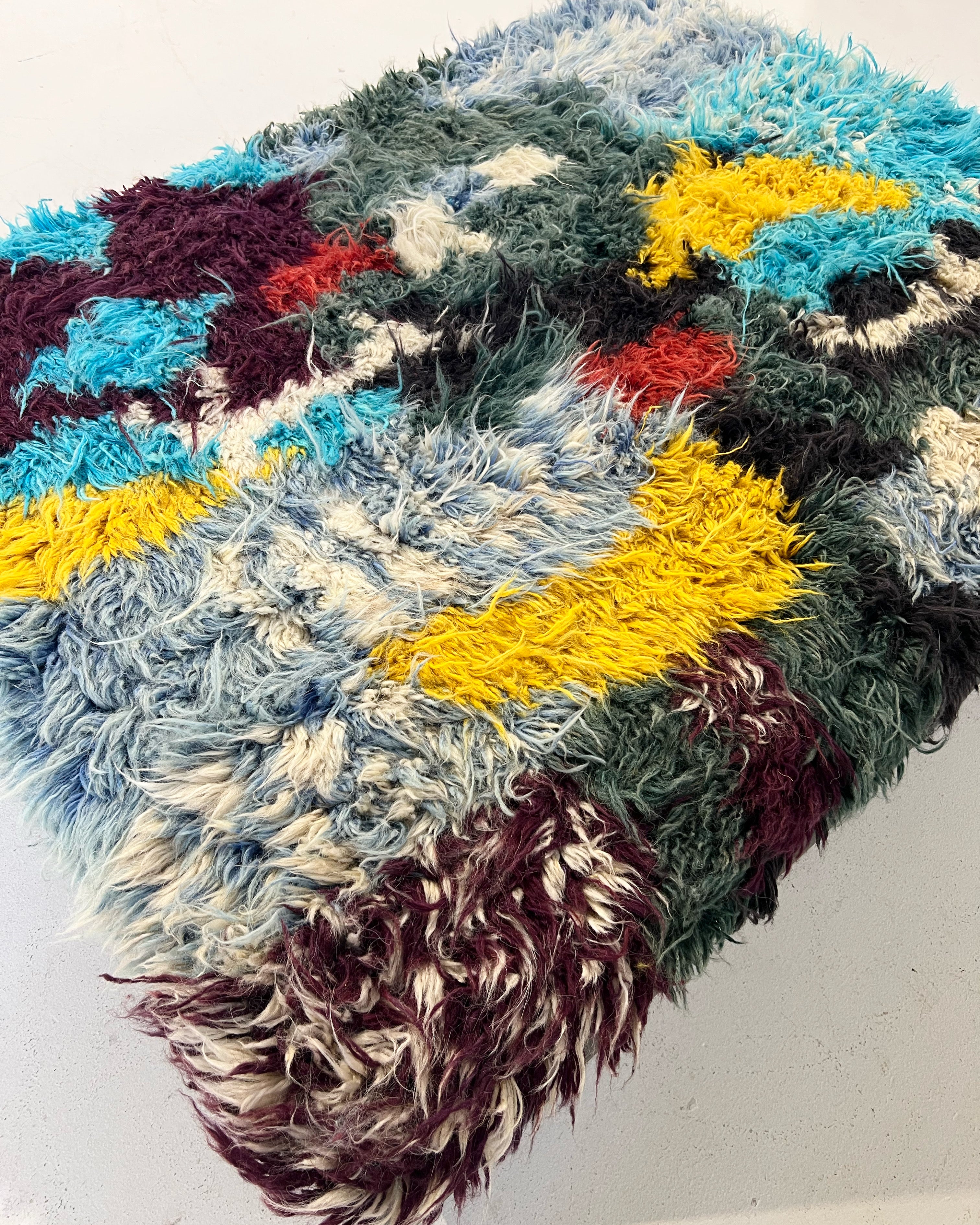 One-of-a-Kind Ottoman with Vintage Qashqai Gabbeh Rug from Iran