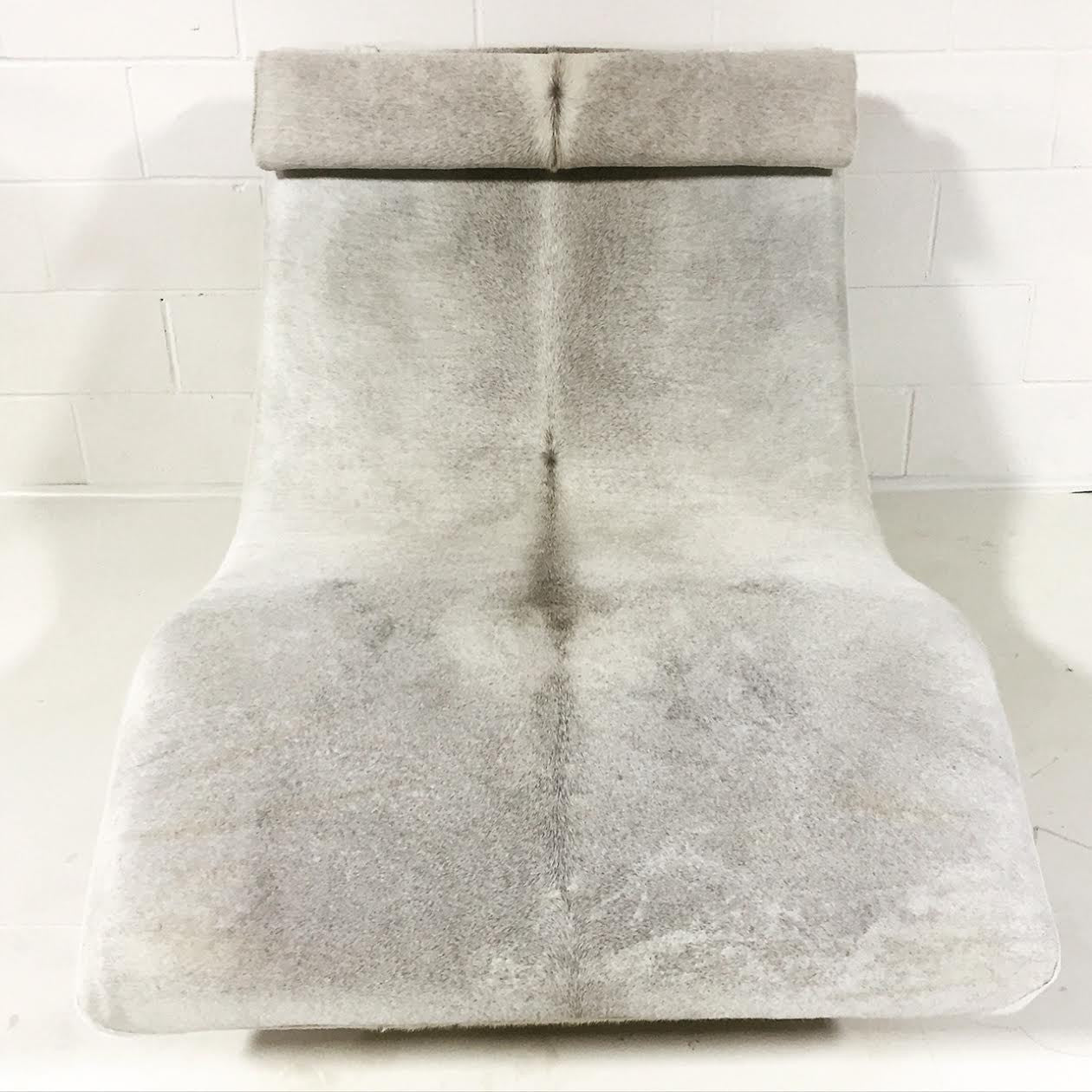 Wave Chaise Lounge in Brazilian Cowhide - FORSYTH