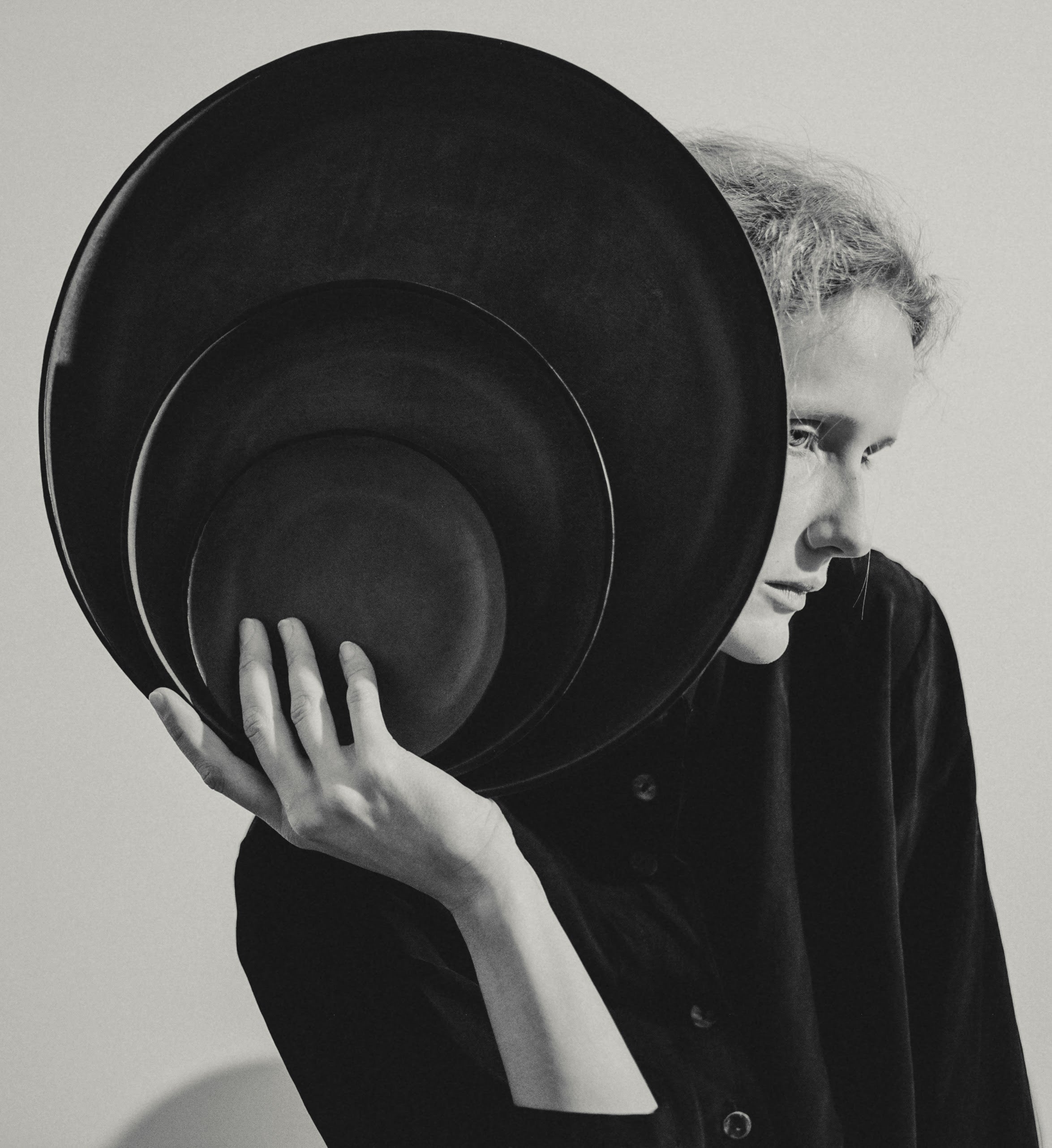The Tray Set in Molded Leather - Black