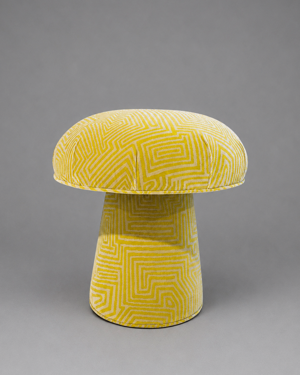 The Forsyth Mushroom Pouf in Dedar 'Jamu Jungle'