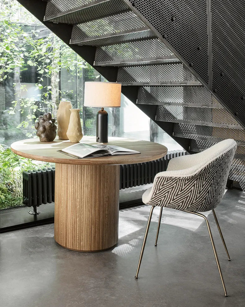 Gravity Table Lamp - Blackened Steel and Canvas Shade - Small