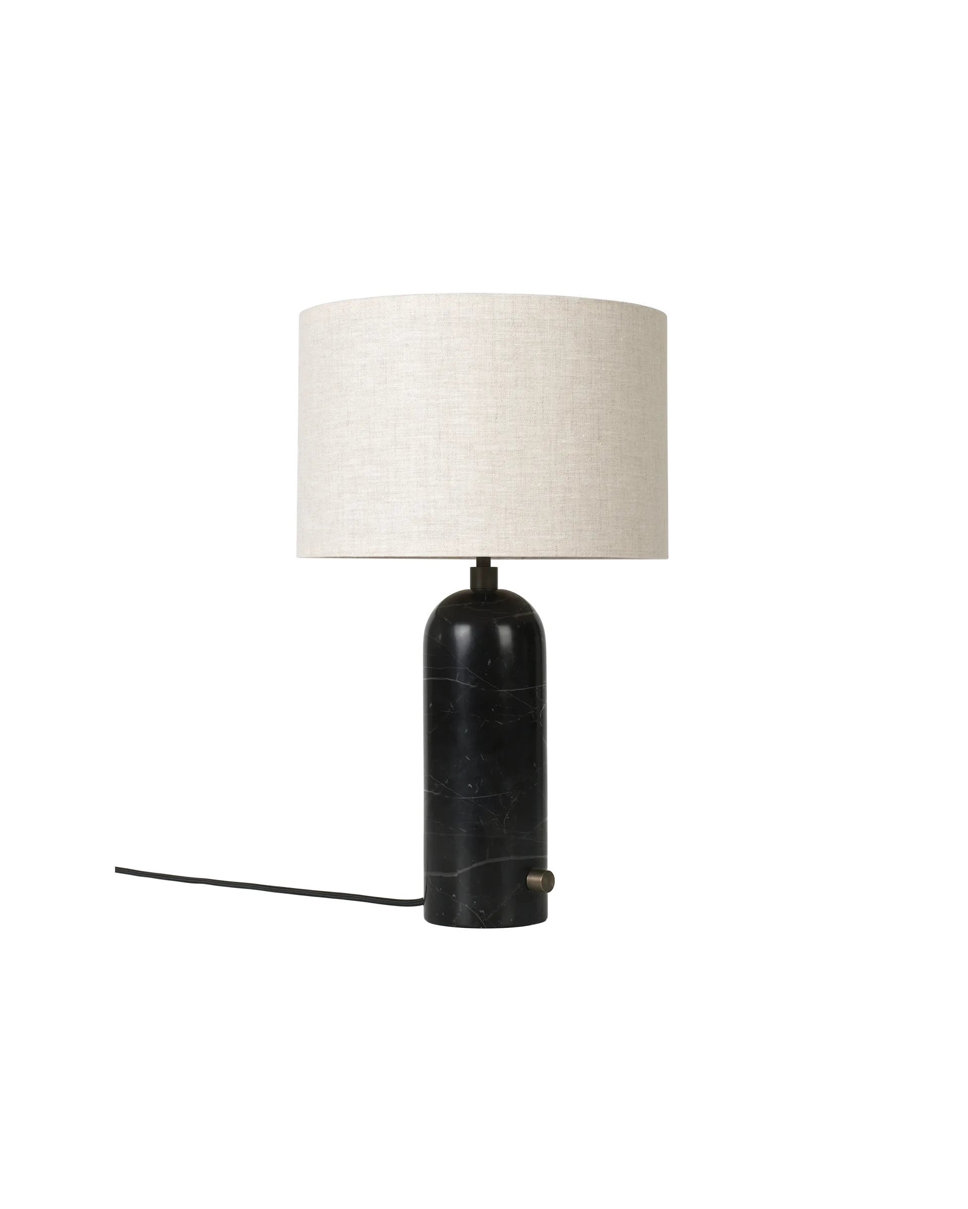 Gravity Table Lamp - Black Marble and Canvas Shade - Small