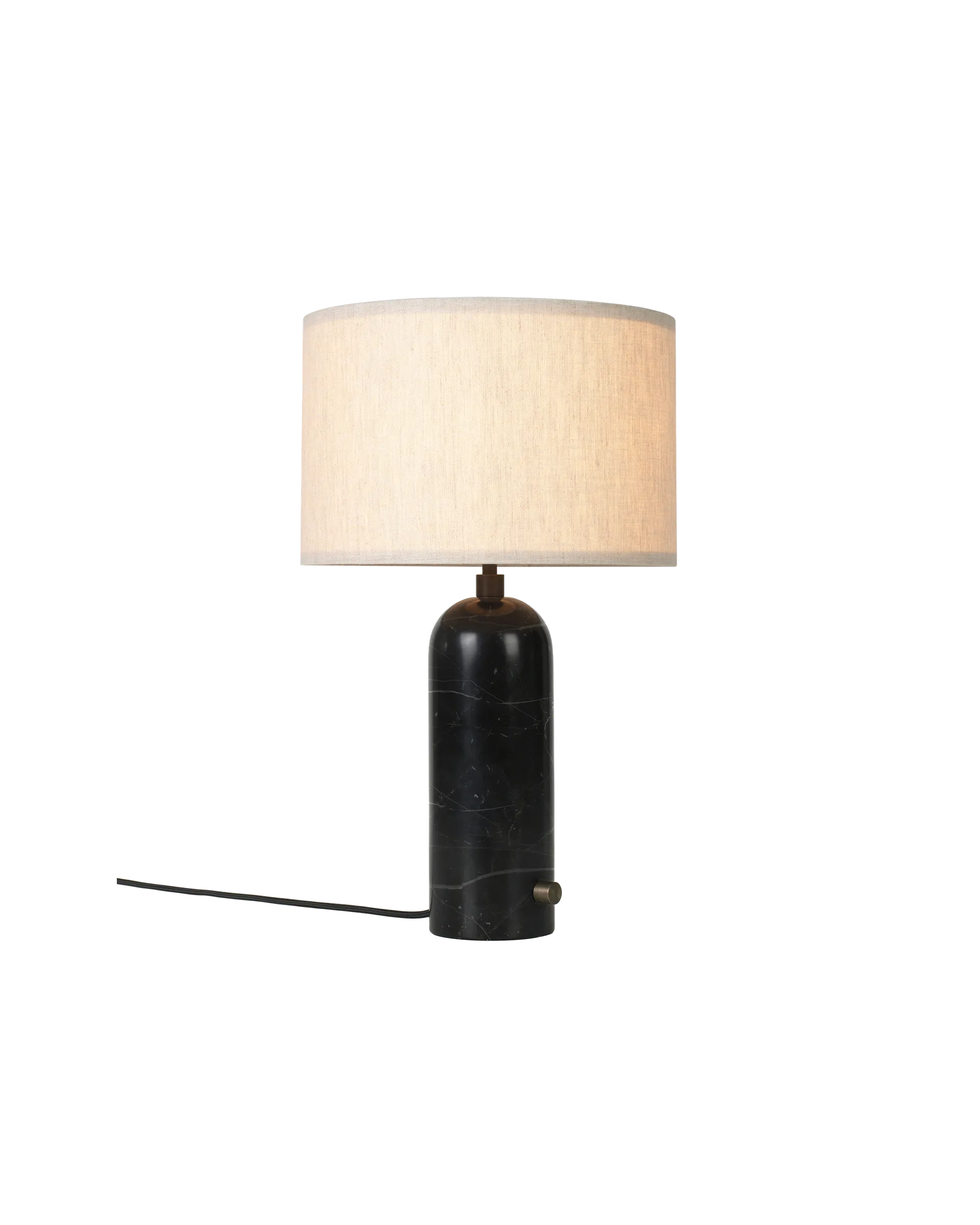 Gravity Table Lamp - Black Marble and Canvas Shade - Small