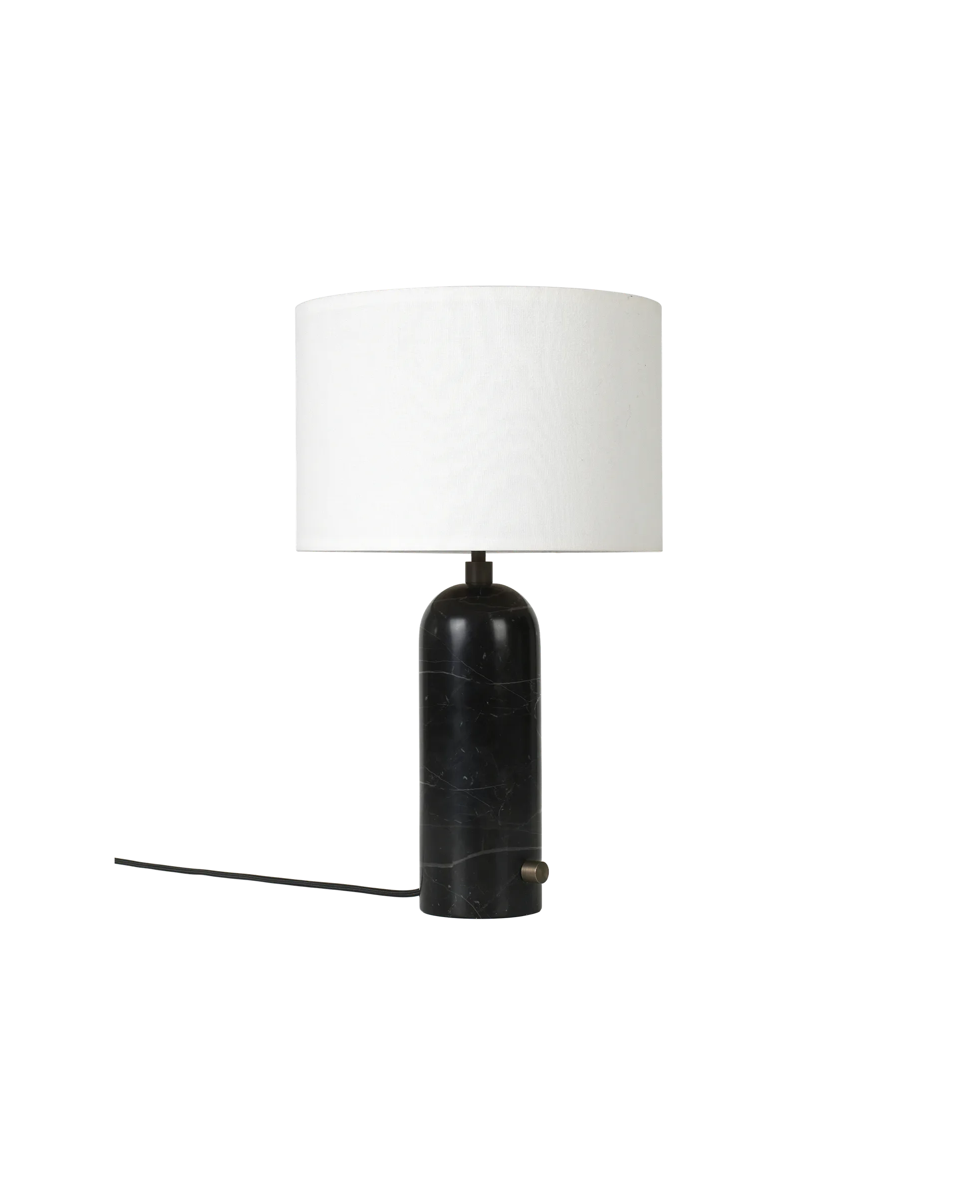 Gravity Table Lamp - Black Marble and White Shade - Small