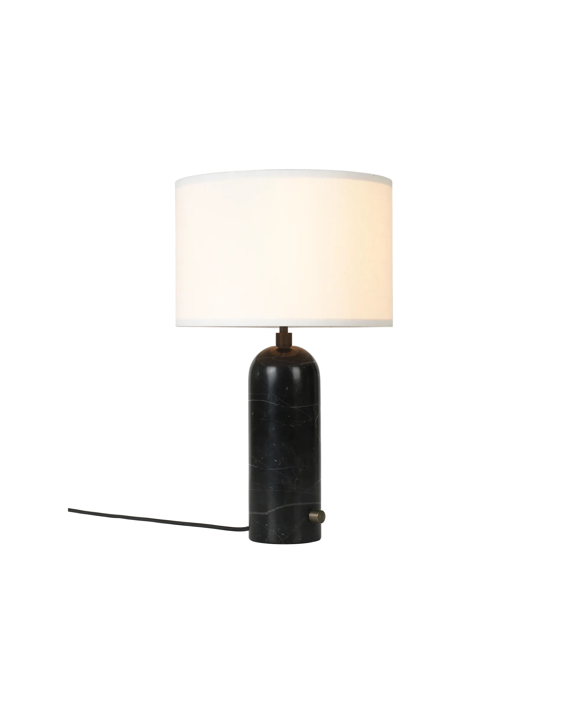 Gravity Table Lamp - Black Marble and White Shade - Small