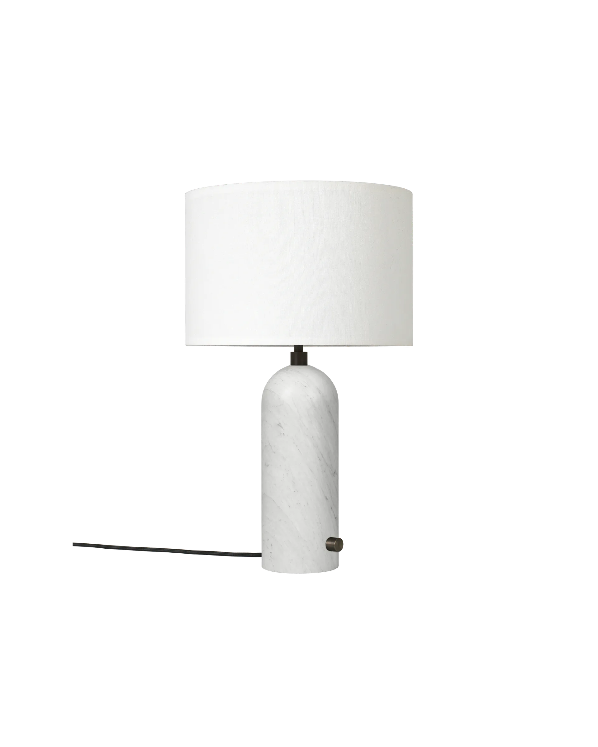 Gravity Table Lamp - White Marble and White Shade - Small