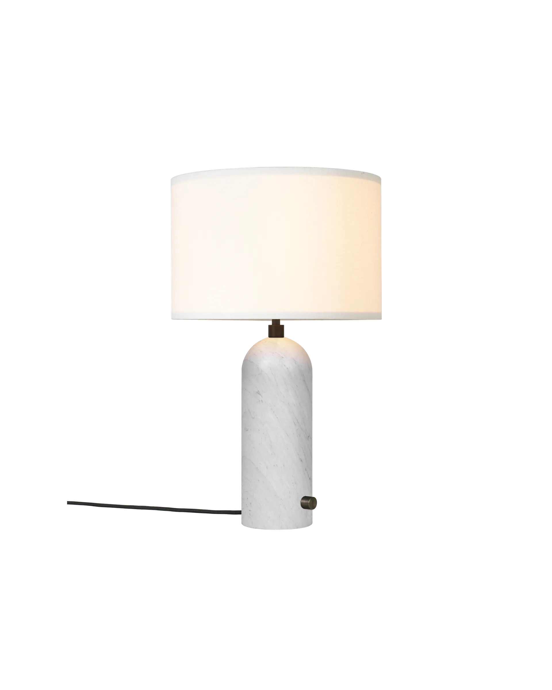 Gravity Table Lamp - White Marble and White Shade - Small