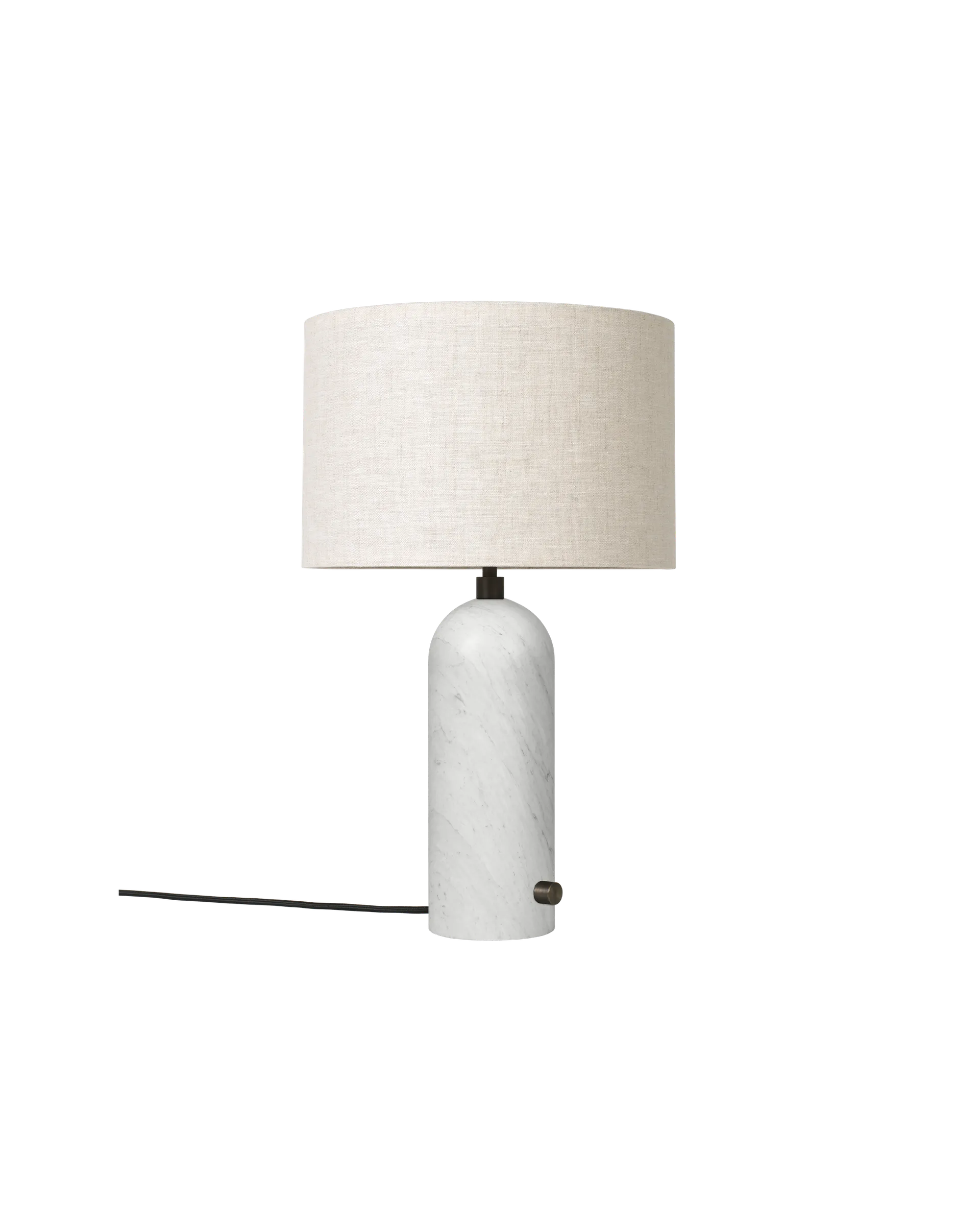 Gravity Table Lamp - White Marble and Canvas Shade - Small