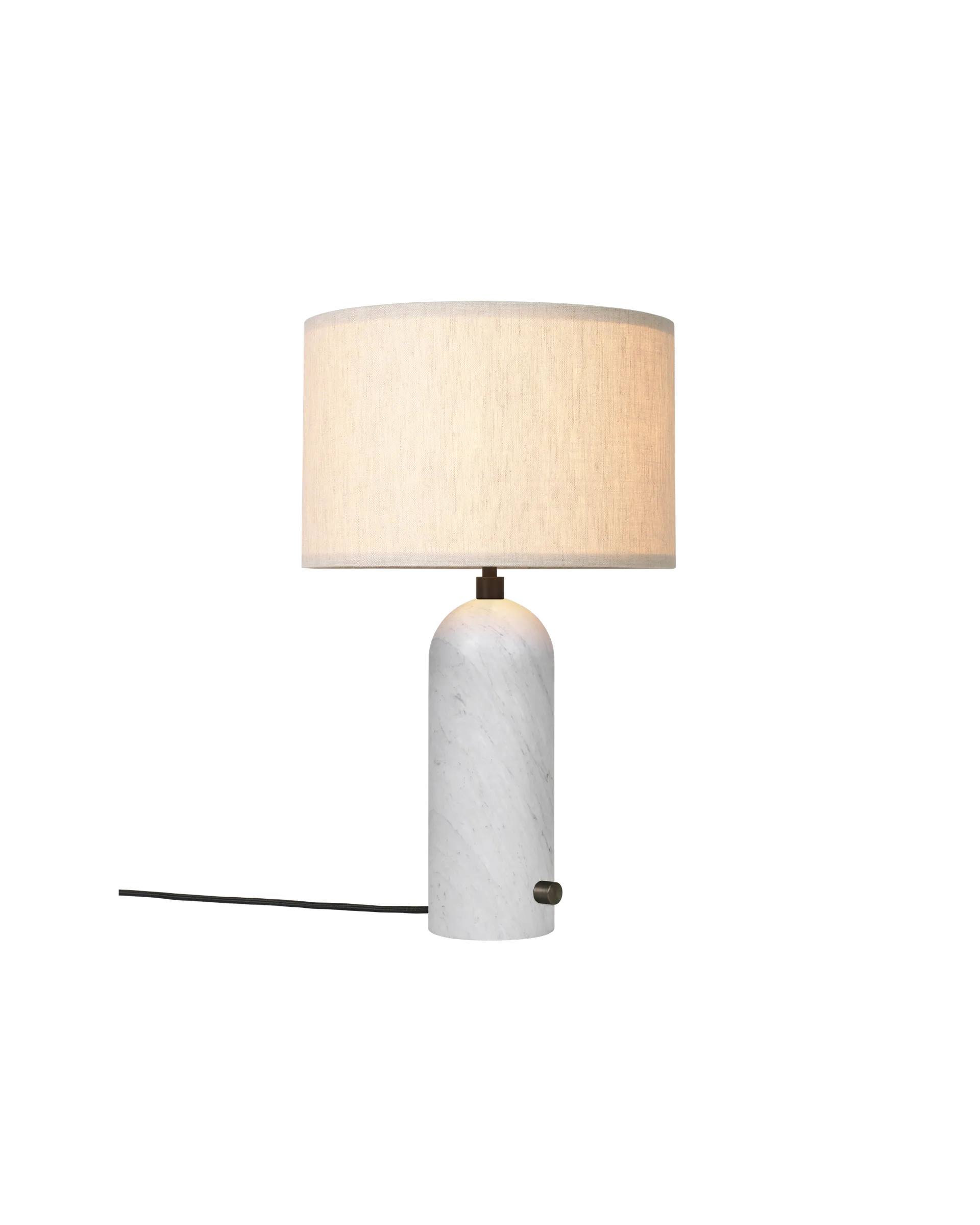 Gravity Table Lamp - White Marble and Canvas Shade - Small