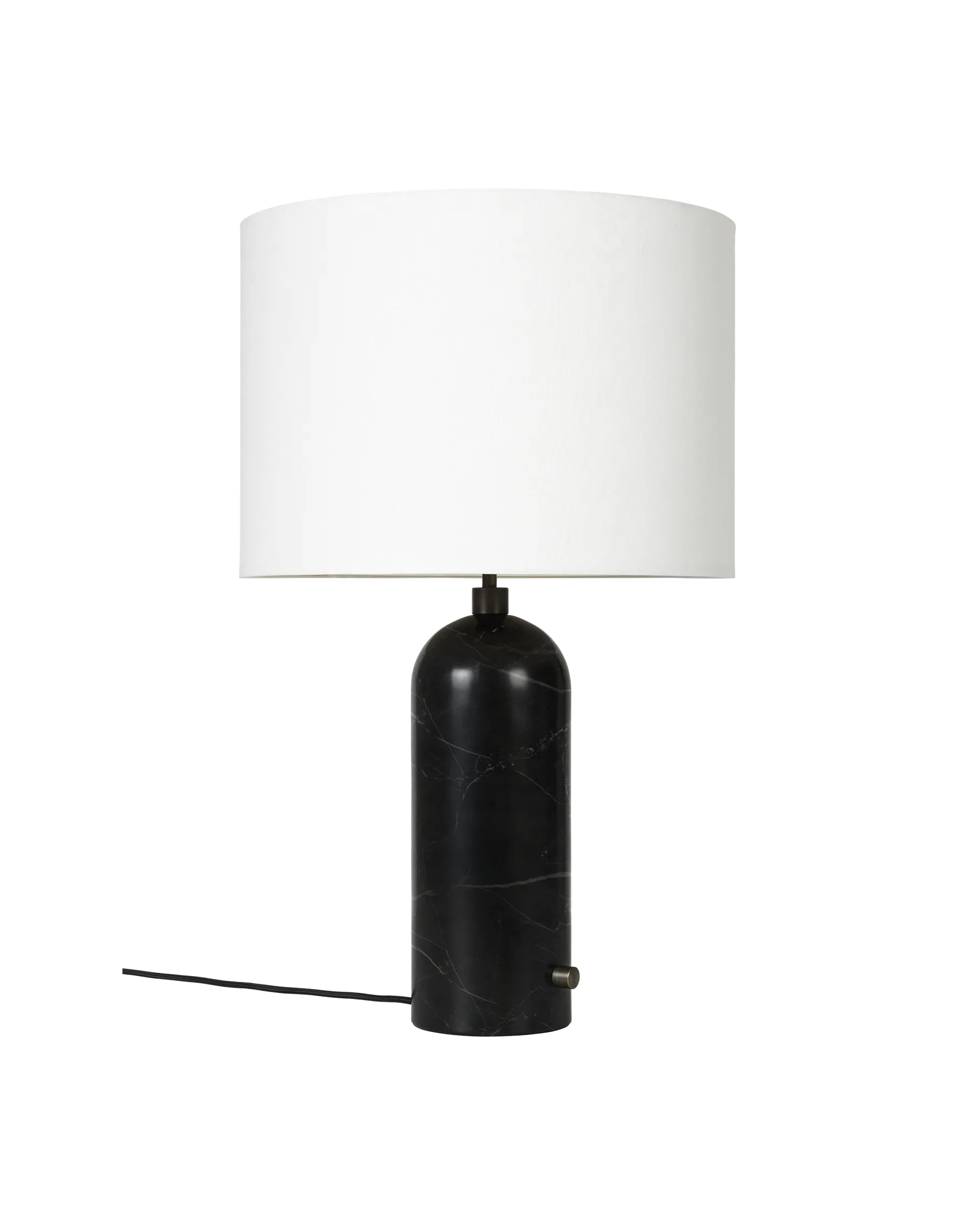 Gravity Table Lamp - Black Marble and Canvas Shade - Large