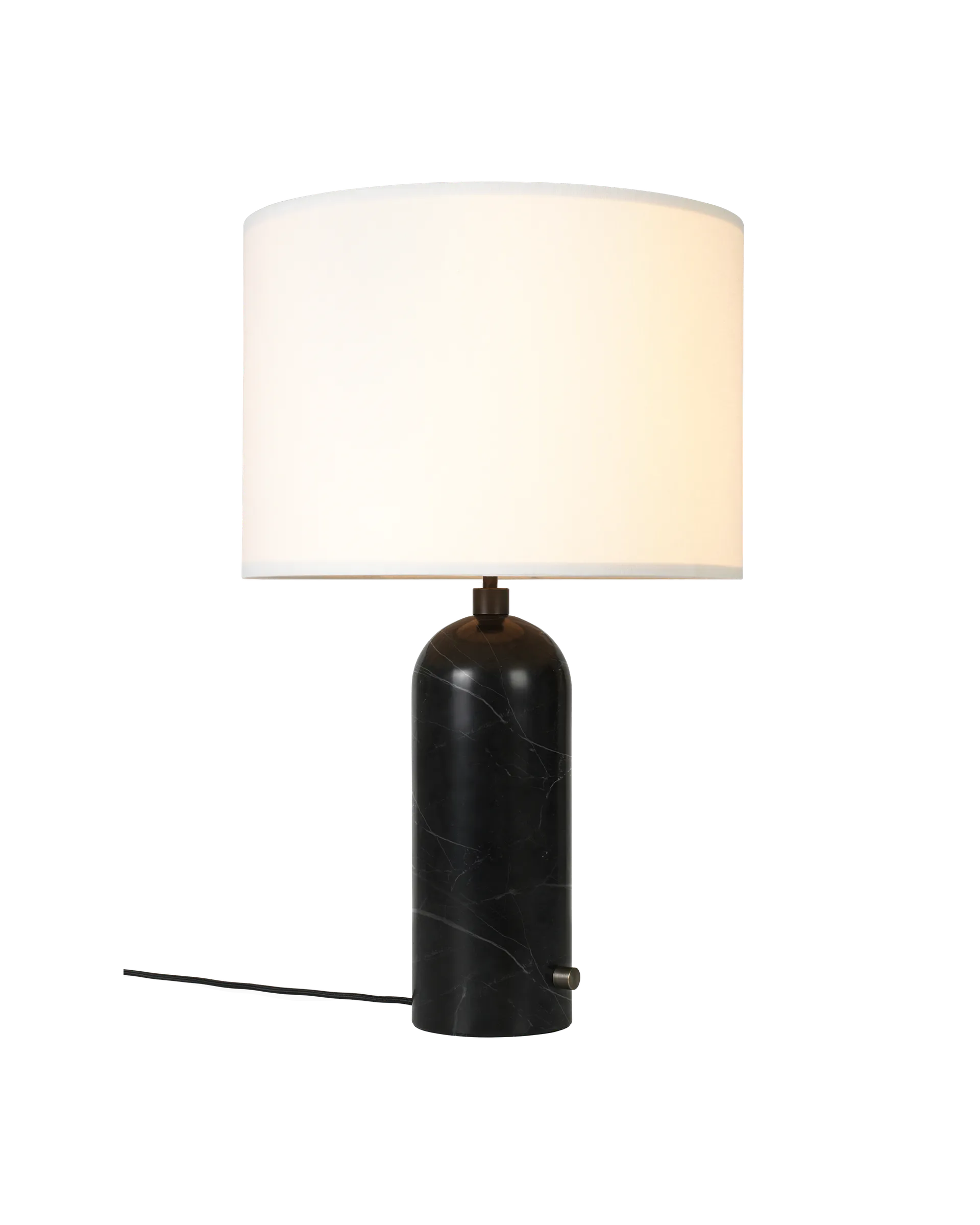 Gravity Table Lamp - Black Marble and Canvas Shade - Large